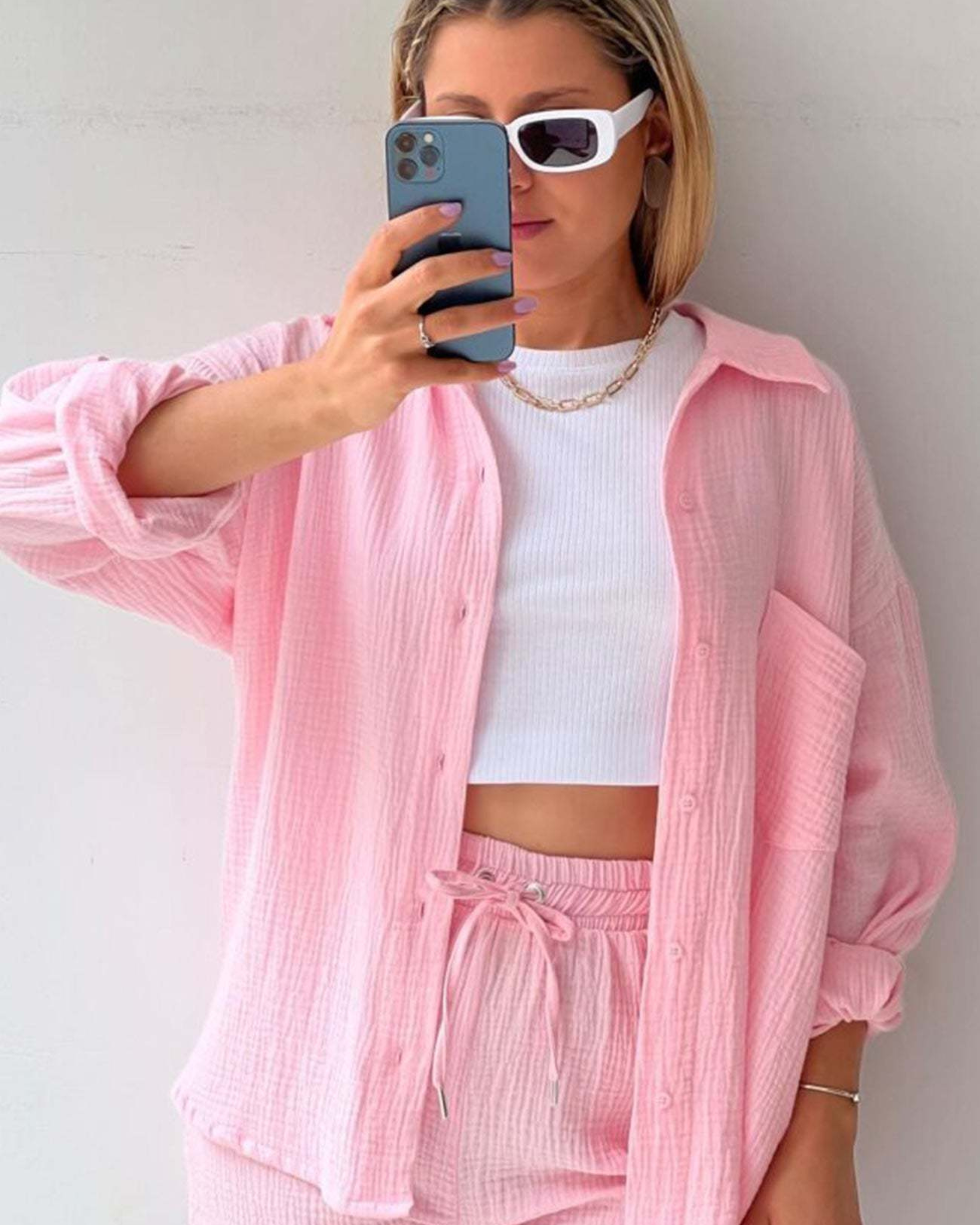 Blush Harmony - Women’s Cotton Two-Piece Set