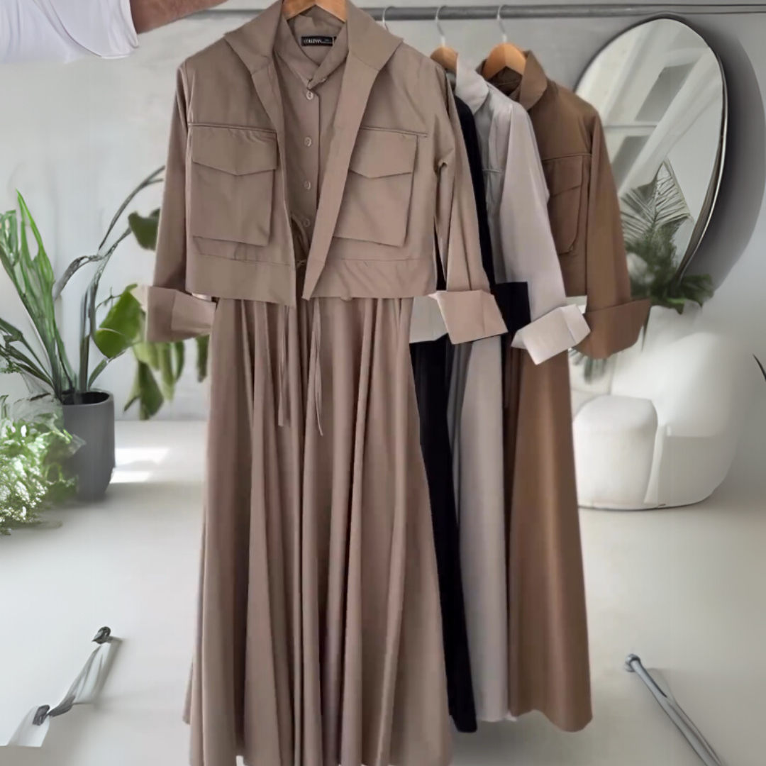 Harper - Utility Chic Maxi Set (Brown)