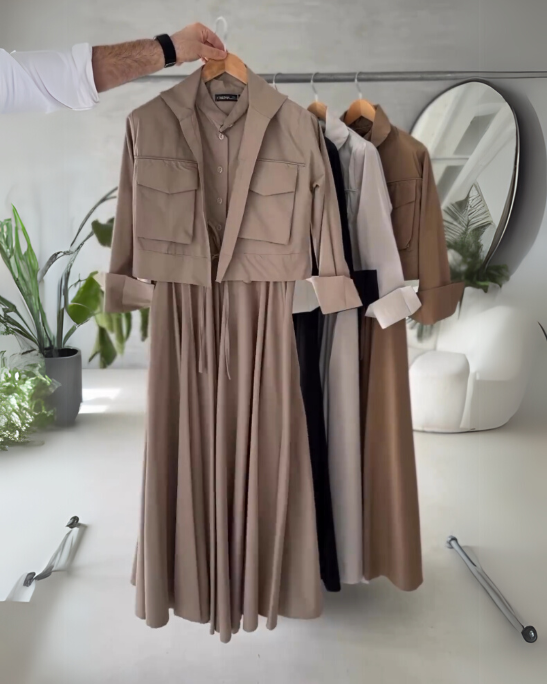 Harper - Utility Chic Maxi Set (Brown)