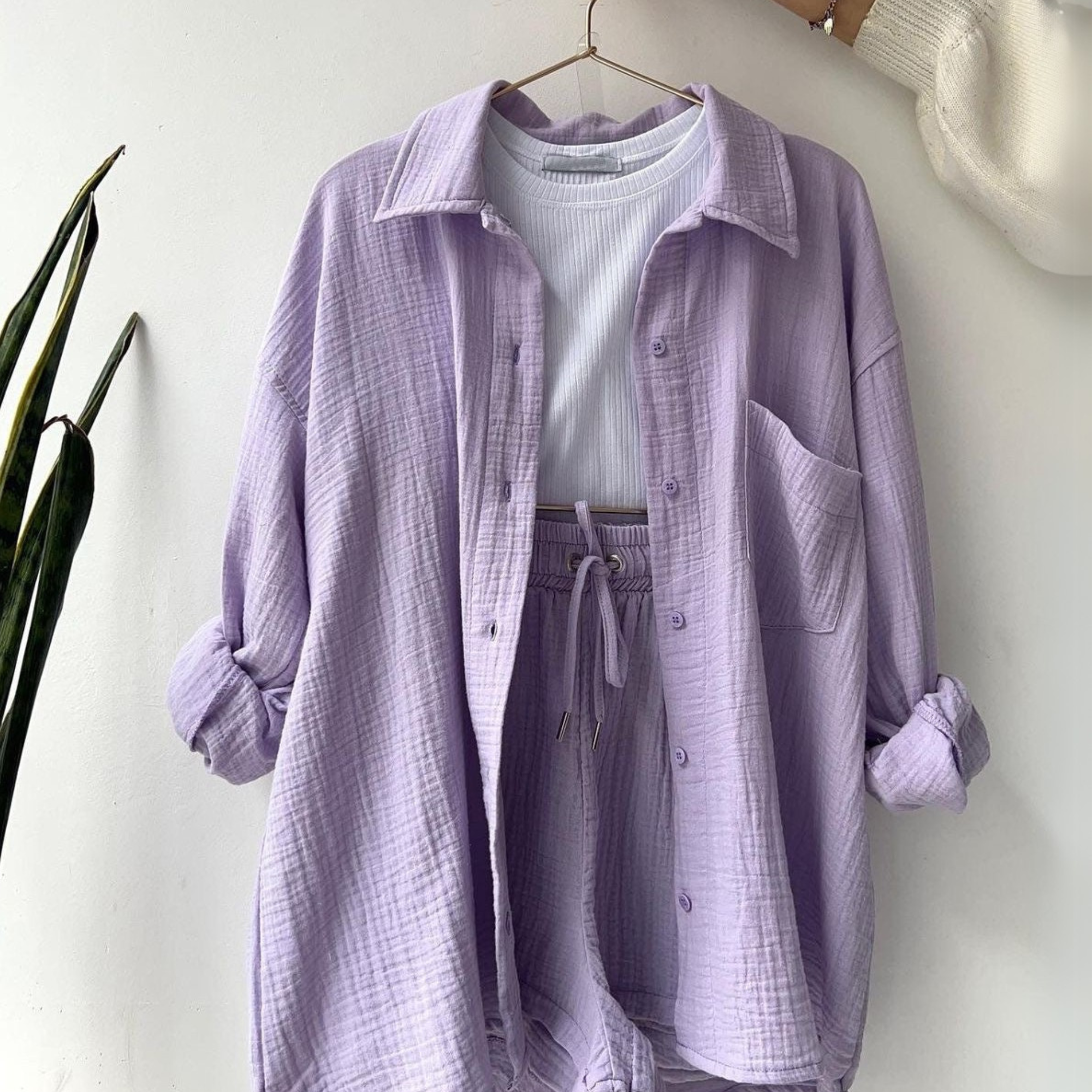 Lavender Serenity - Women’s Cotton Two-Piece Set