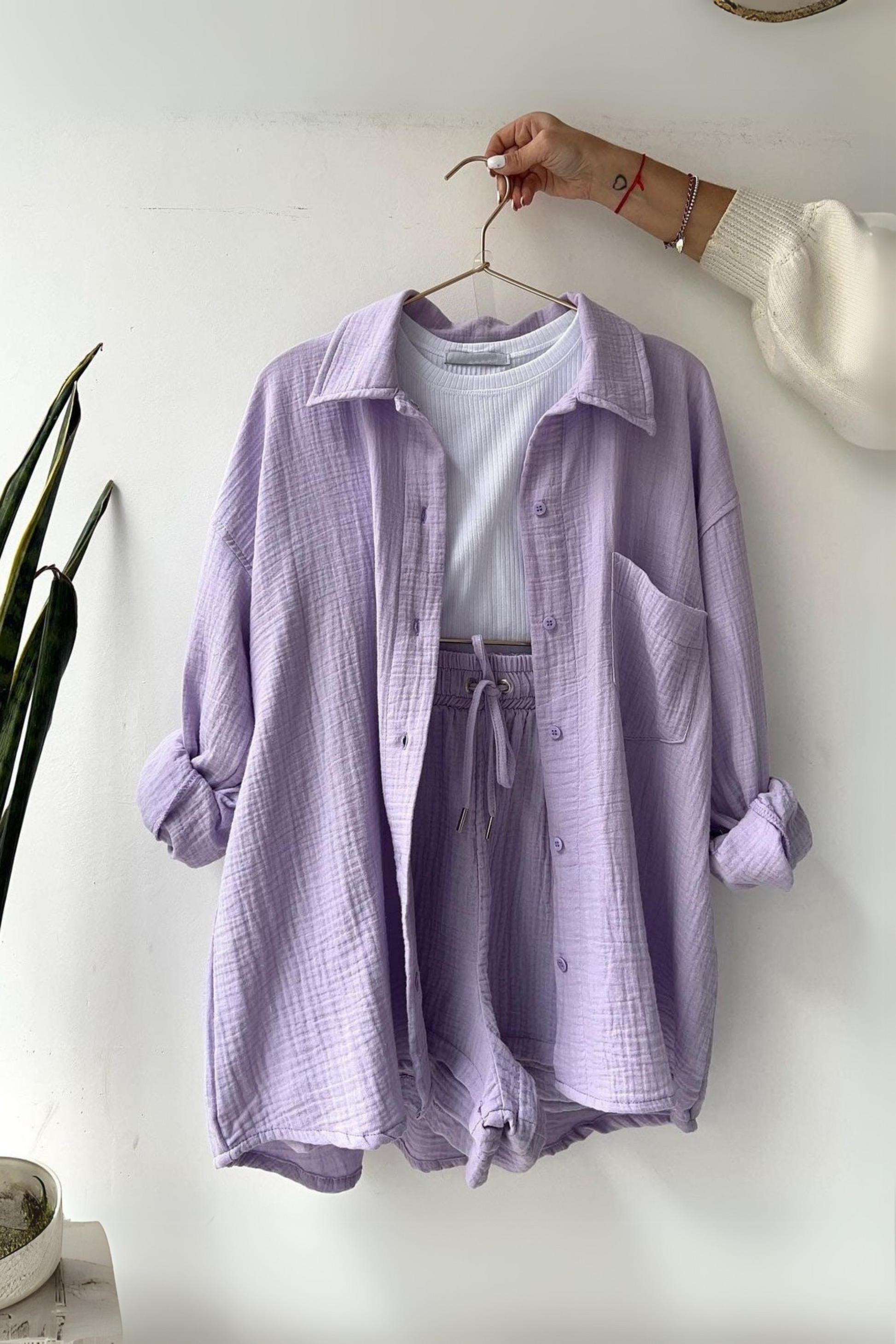 Lavender Serenity - Women’s Cotton Two-Piece Set