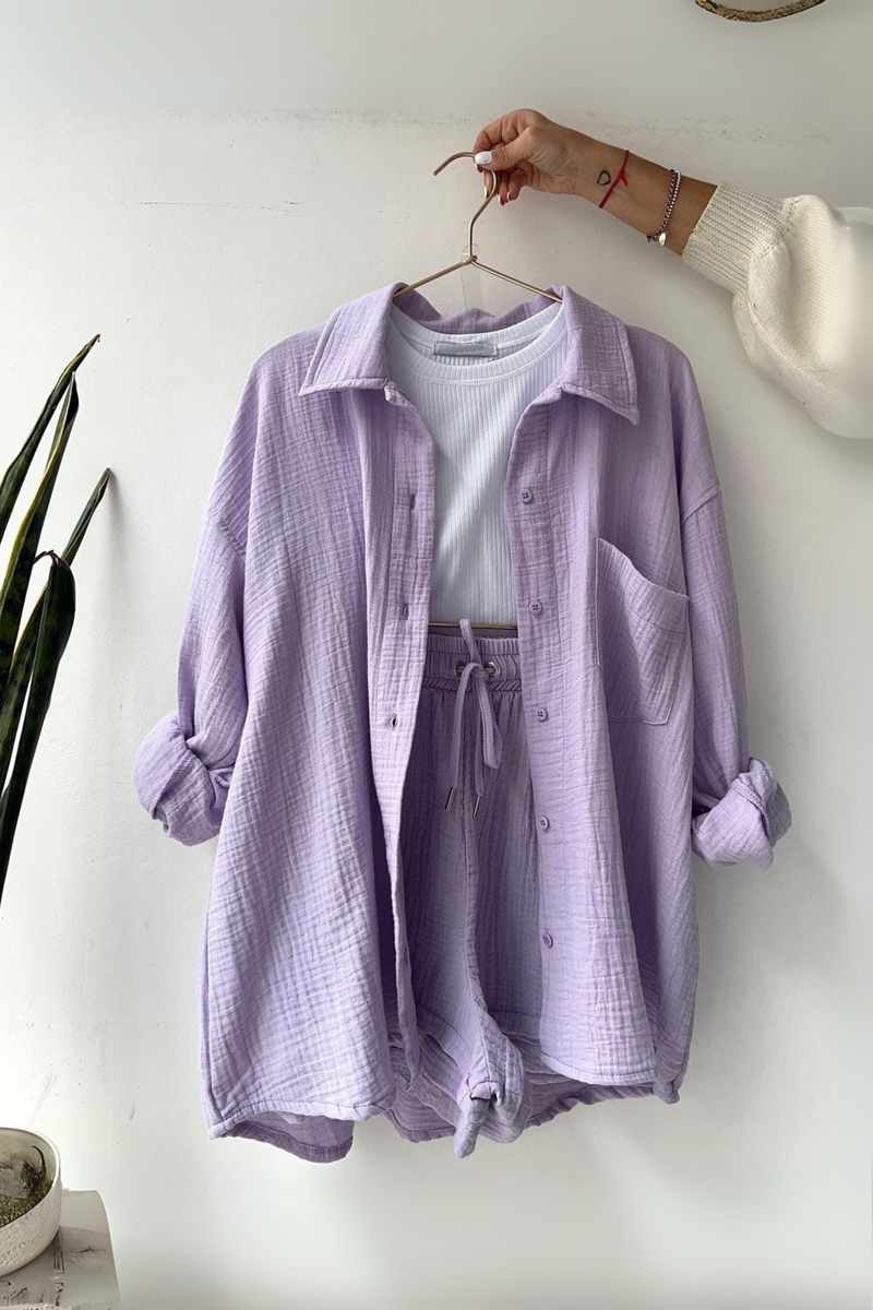 Lavender Serenity - Women’s Cotton Two-Piece Set