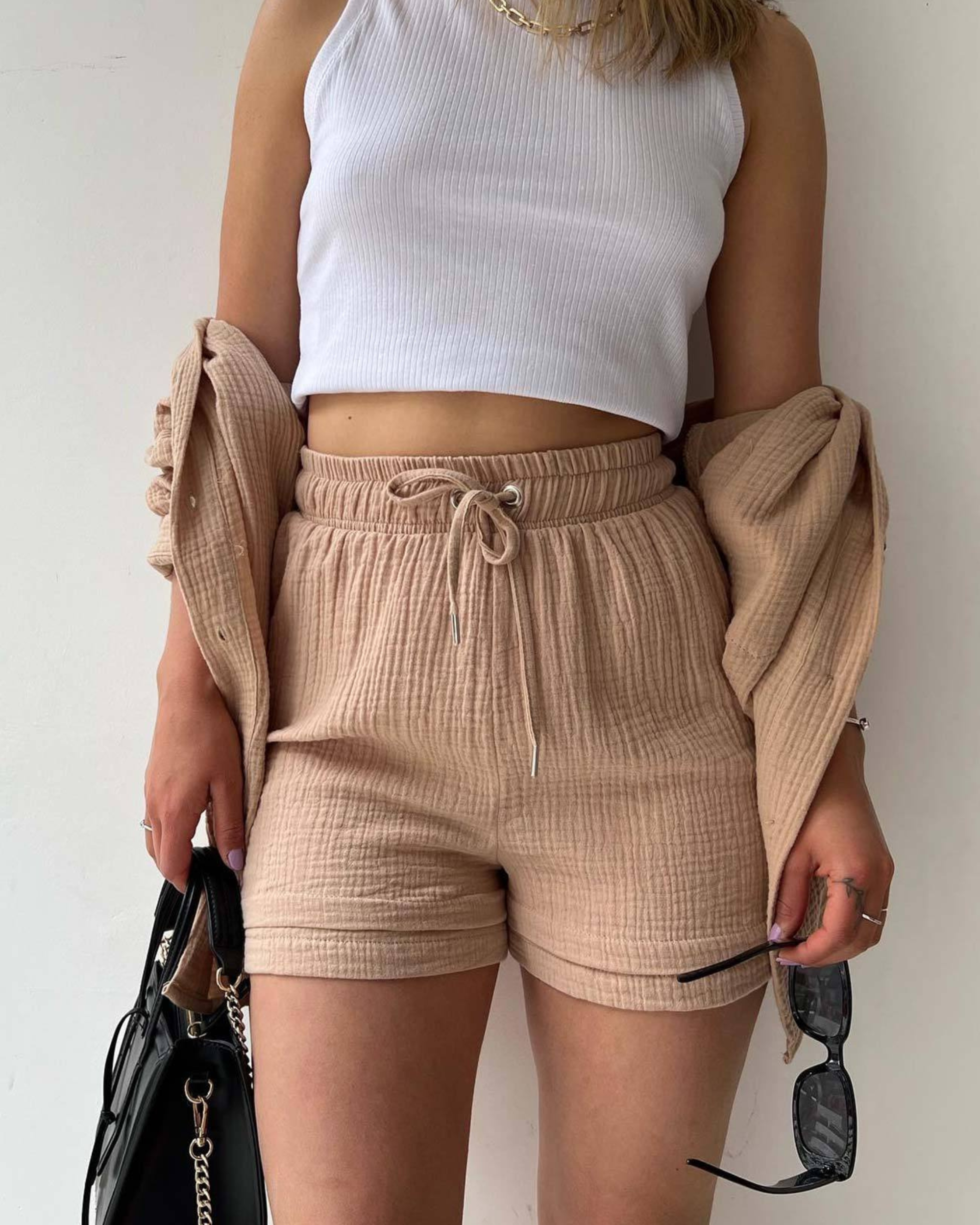 Beige Bliss - Women’s Cotton Two-Piece Set