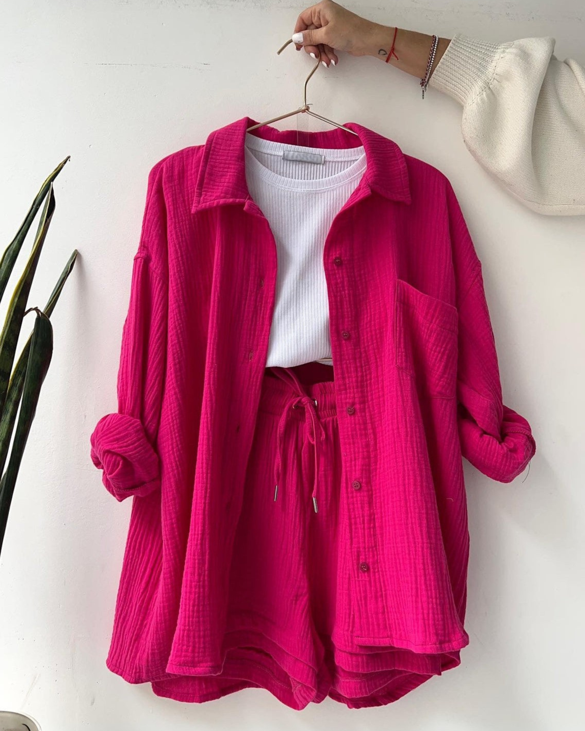 Casual Charm - Women’s Cotton Two-Piece Set