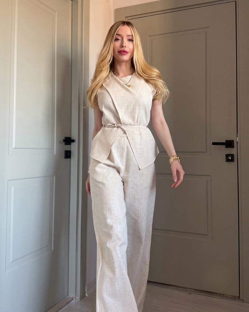 Lureva - Premium Sleeveless Linen Co-Ord Set