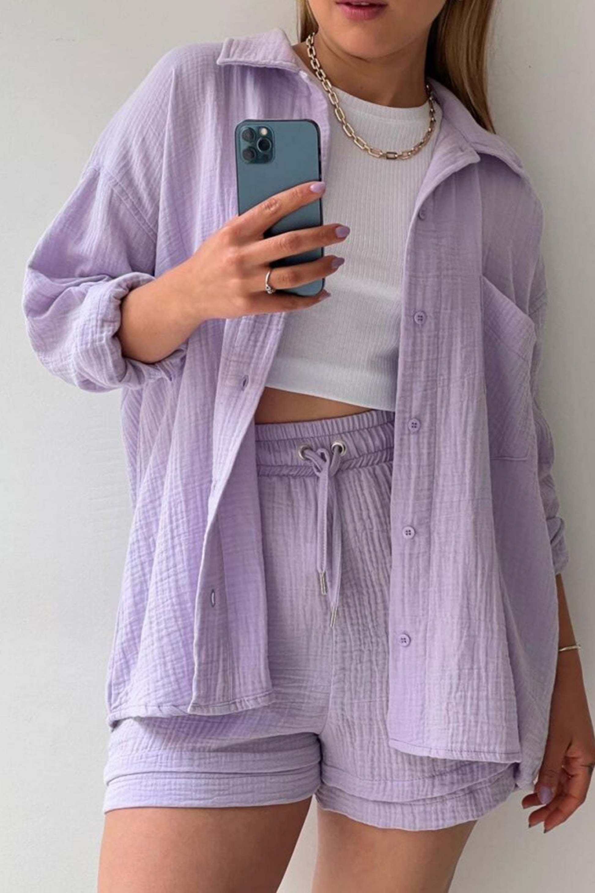 Lavender Serenity - Women’s Cotton Two-Piece Set