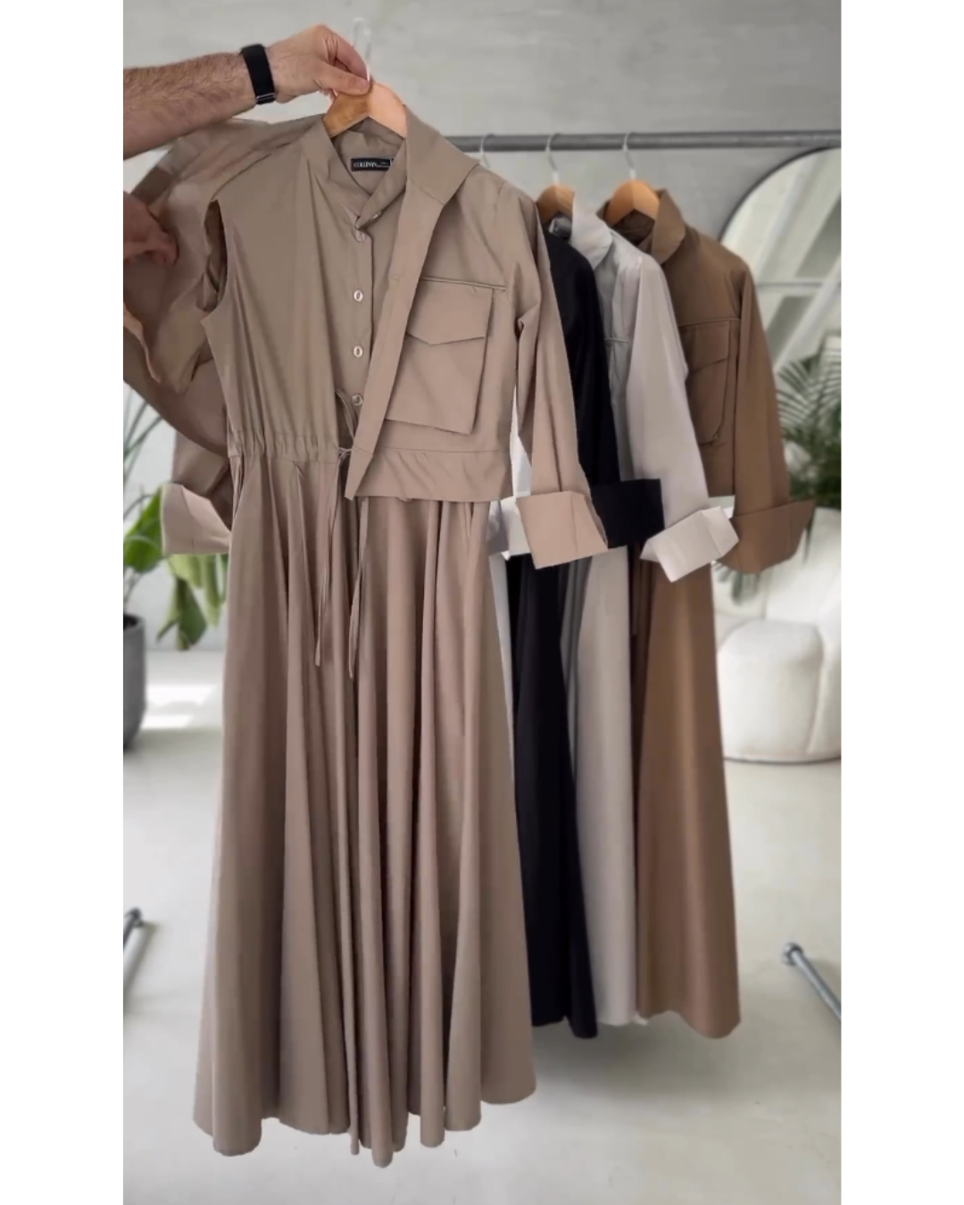 Harper - Utility Chic Maxi Set (Brown)