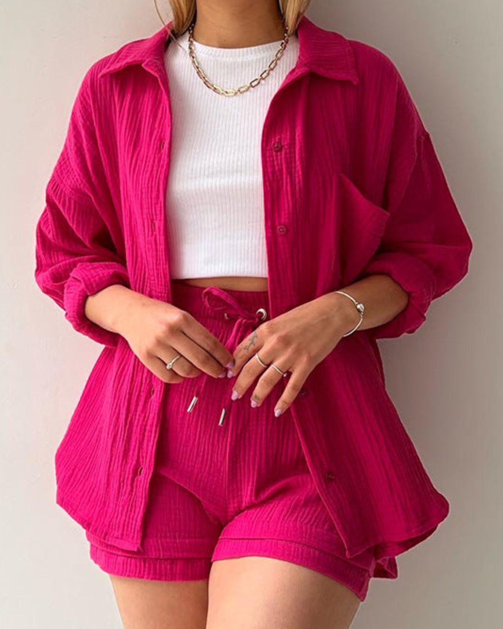 Casual Charm - Women’s Cotton Two-Piece Set