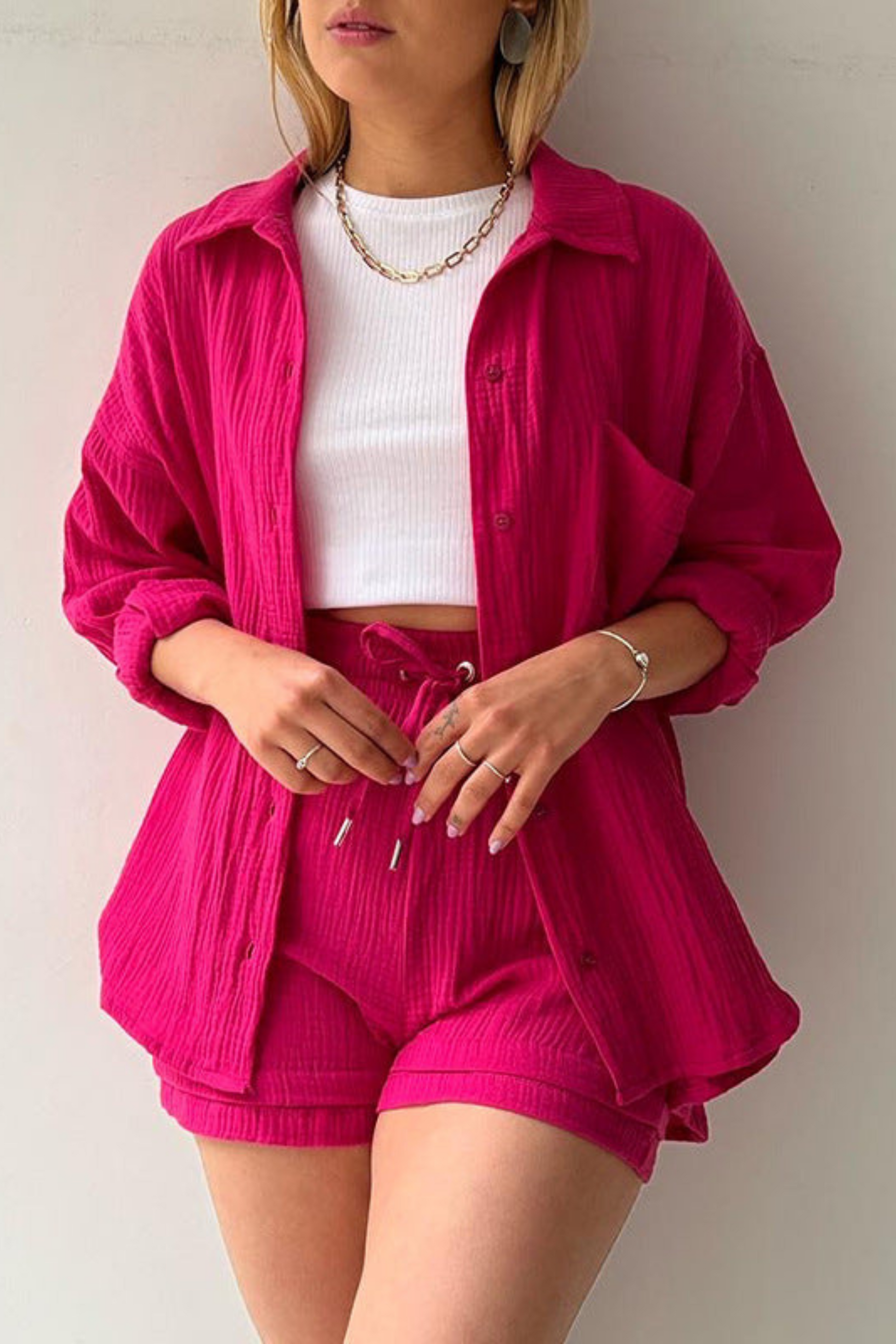 Casual Charm - Women’s Cotton Two-Piece Set