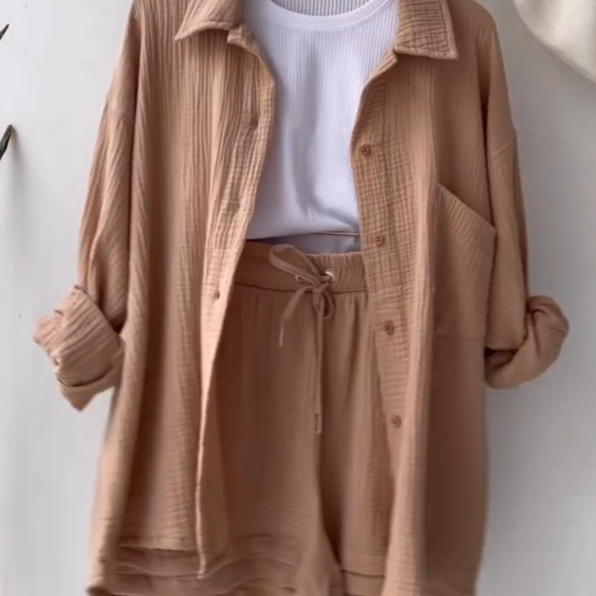 Beige Bliss - Women’s Cotton Two-Piece Set