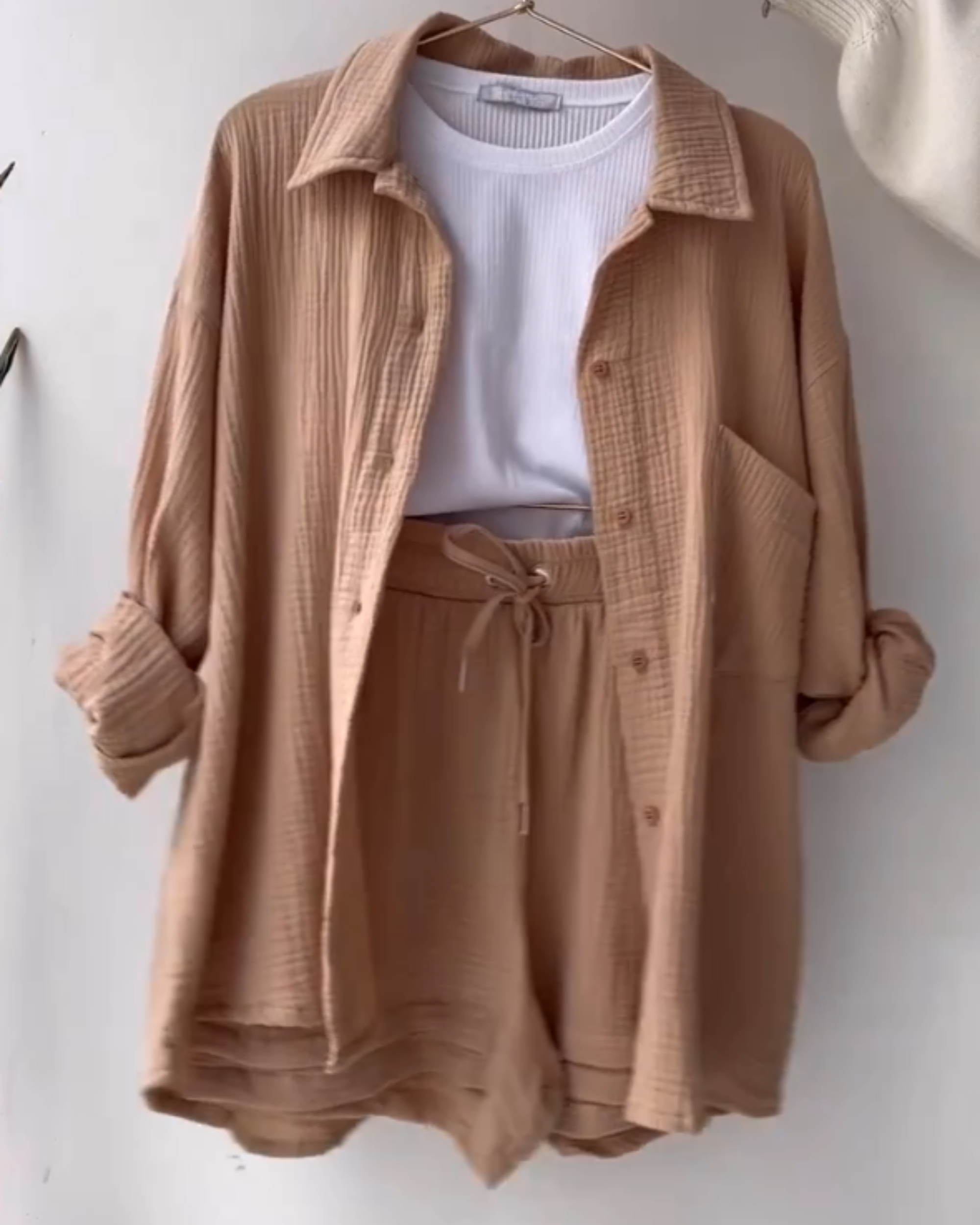 Beige Bliss - Women’s Cotton Two-Piece Set