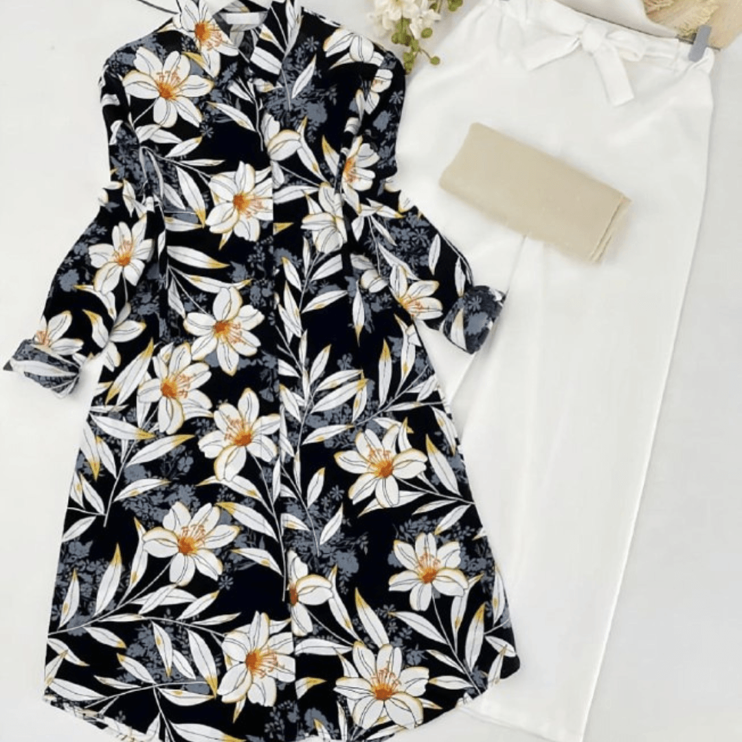 Floral Black Longline