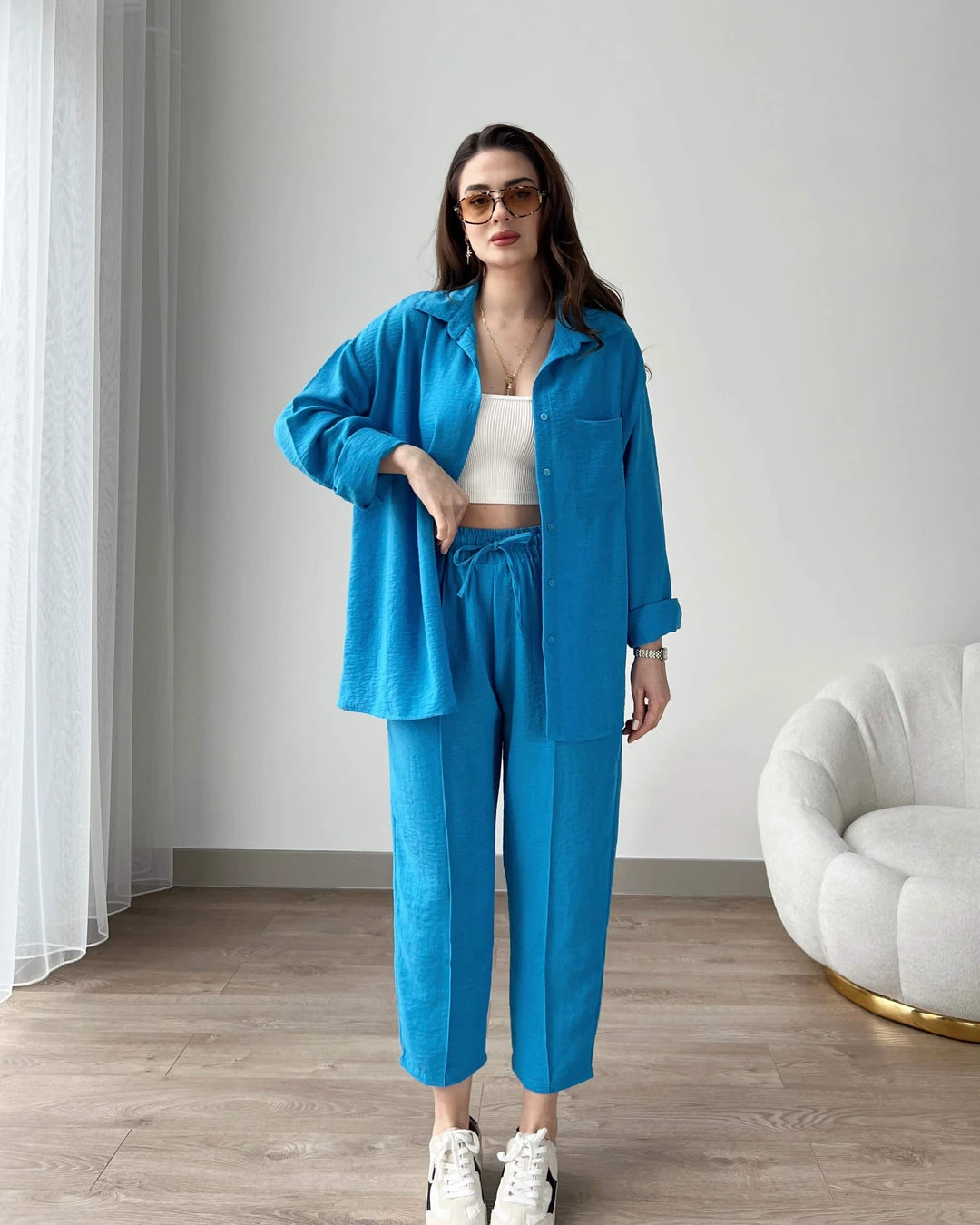 Elevé Set - Women’s Light Irish Co-Ord - English Blue