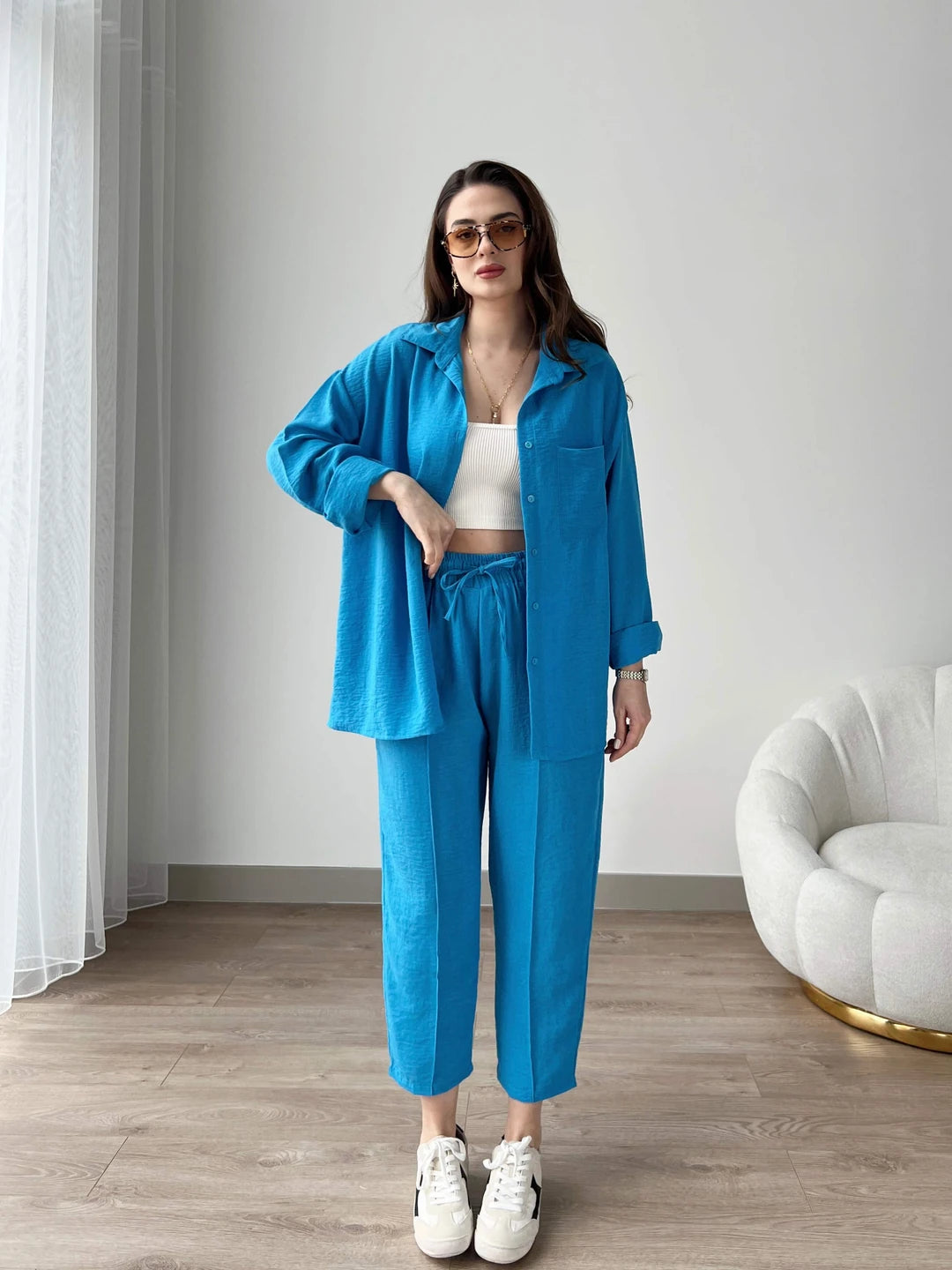 Elevé Set - Women’s Light Irish Co-Ord - English Blue