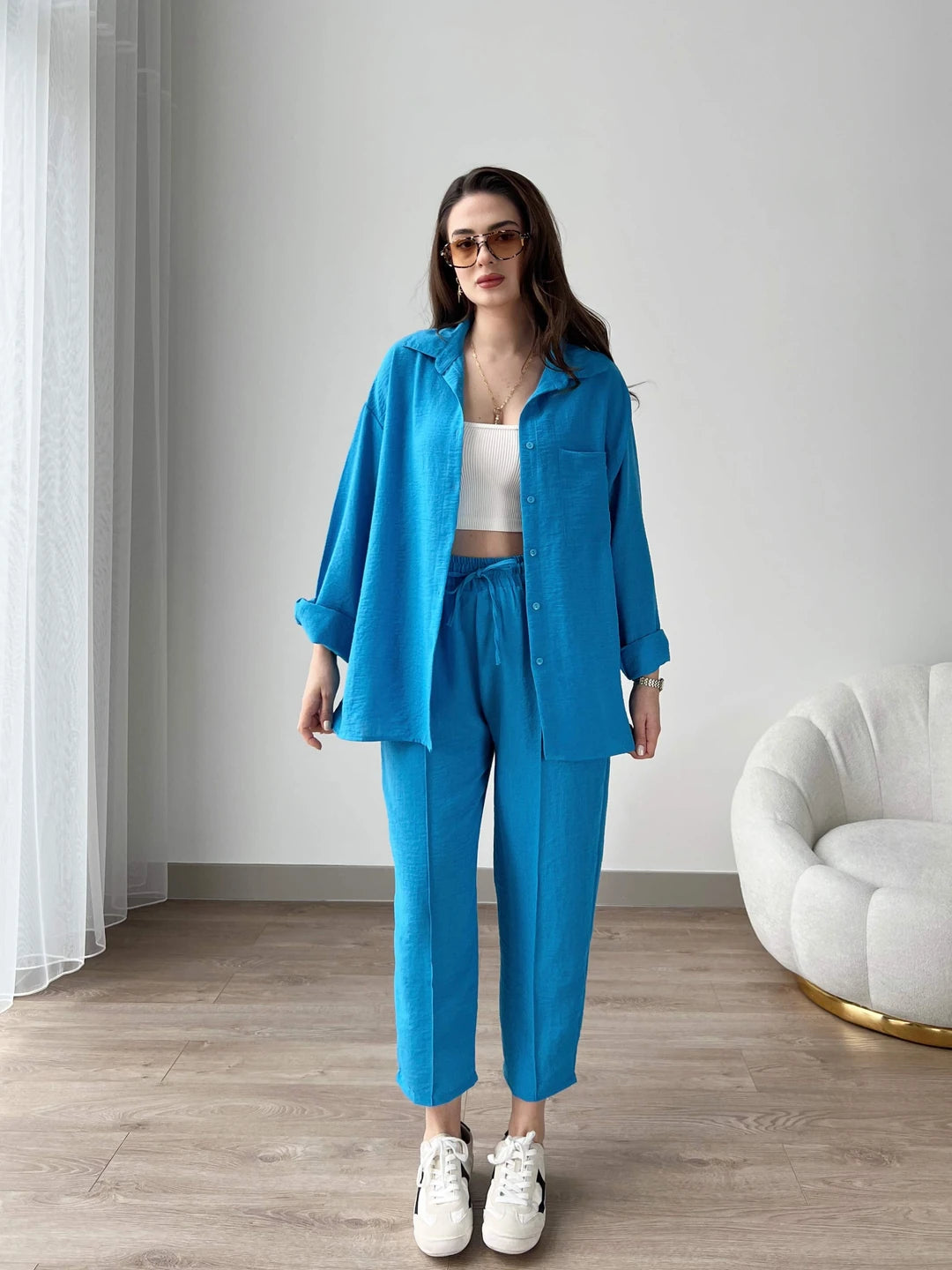 Elevé Set - Women’s Light Irish Co-Ord - English Blue