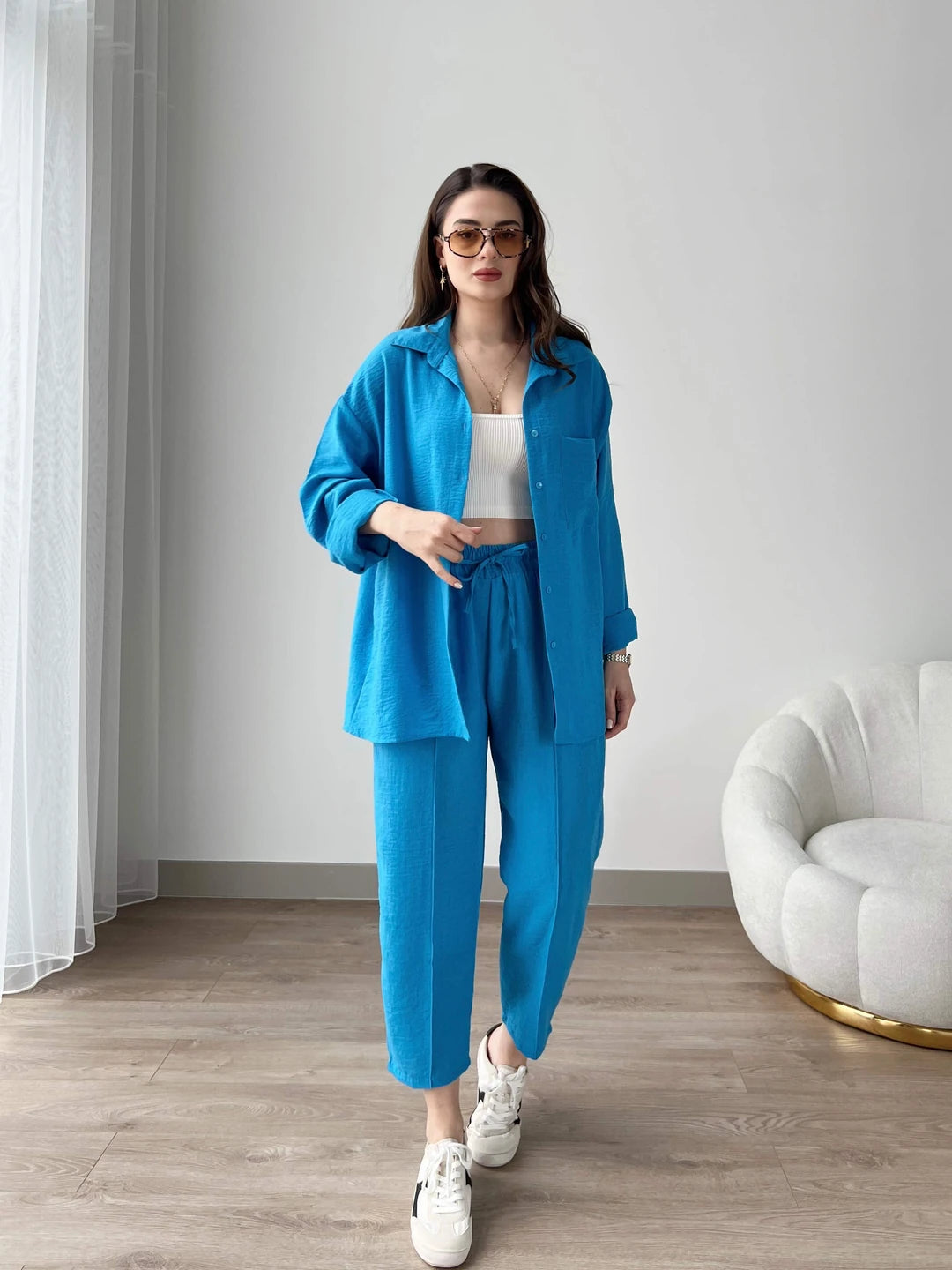 Elevé Set - Women’s Light Irish Co-Ord - English Blue