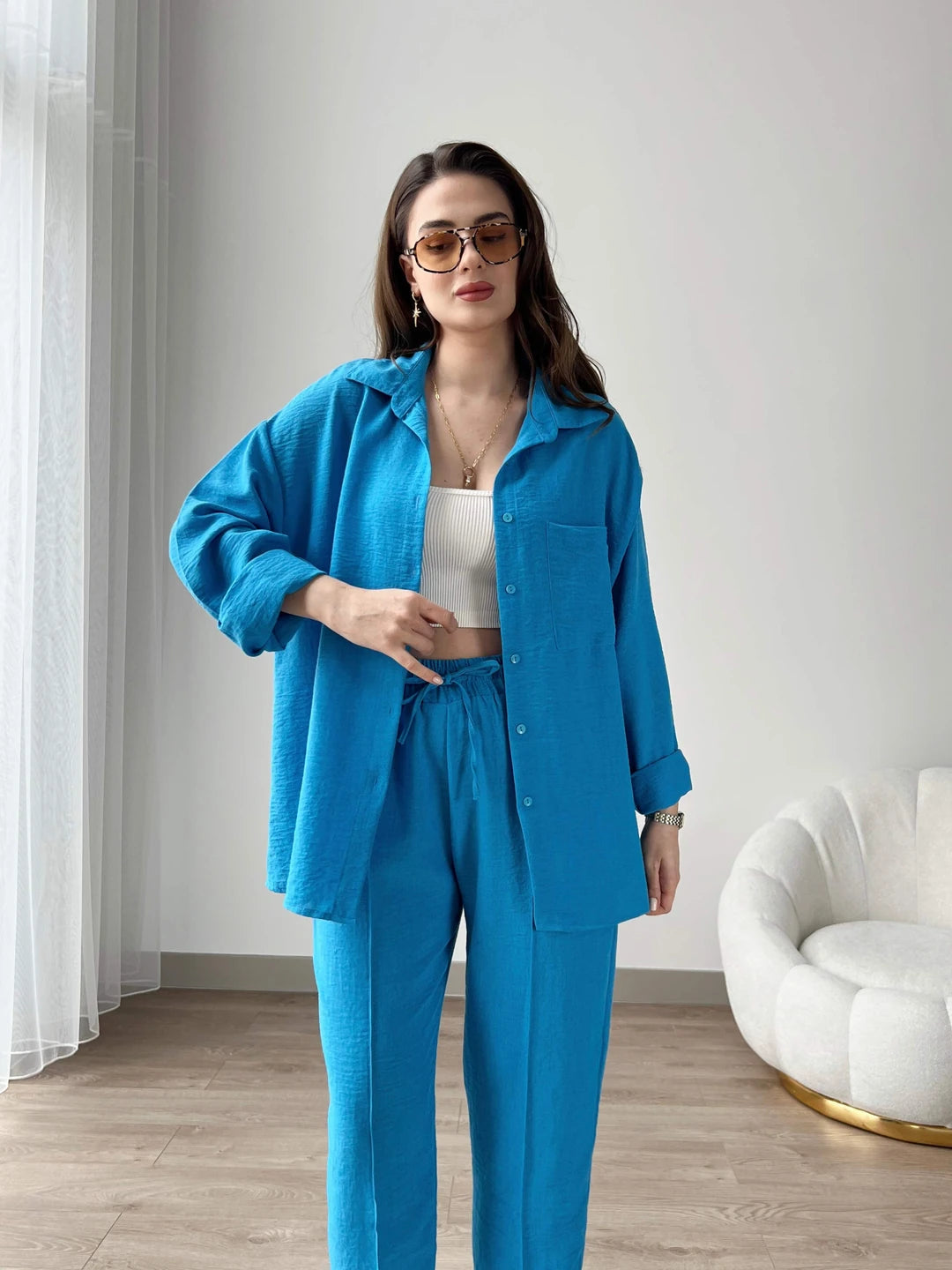 Elevé Set - Women’s Light Irish Co-Ord - English Blue