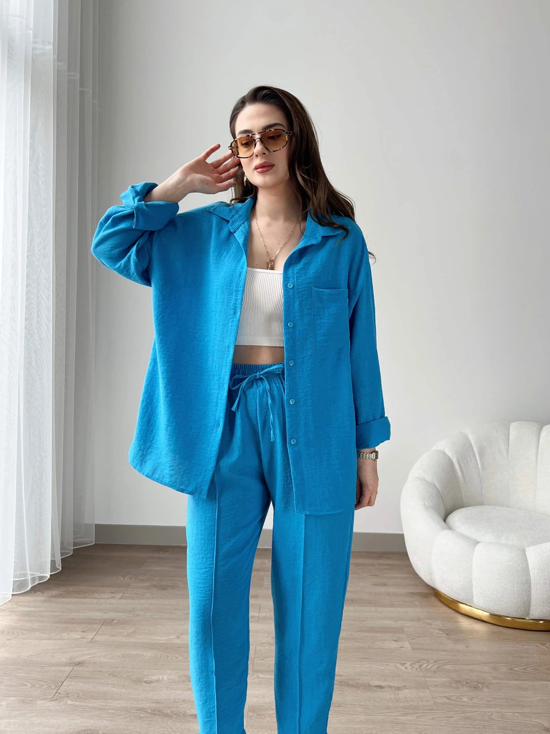 Elevé Set - Women’s Light Irish Co-Ord - English Blue