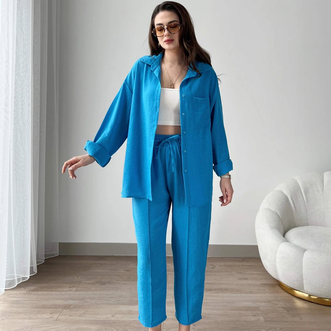 Elevé Set - Women’s Light Irish Co-Ord - English Blue