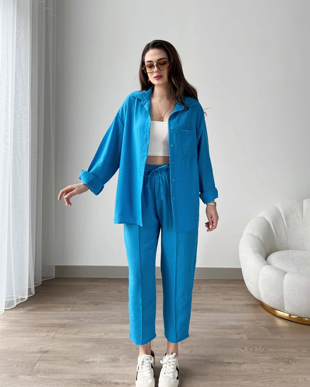 Elevé Set - Women’s Light Irish Co-Ord - English Blue