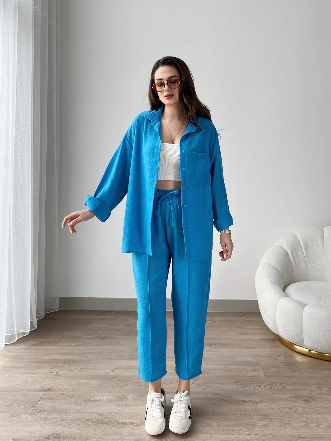 Elevé Set - Women’s Light Irish Co-Ord - English Blue