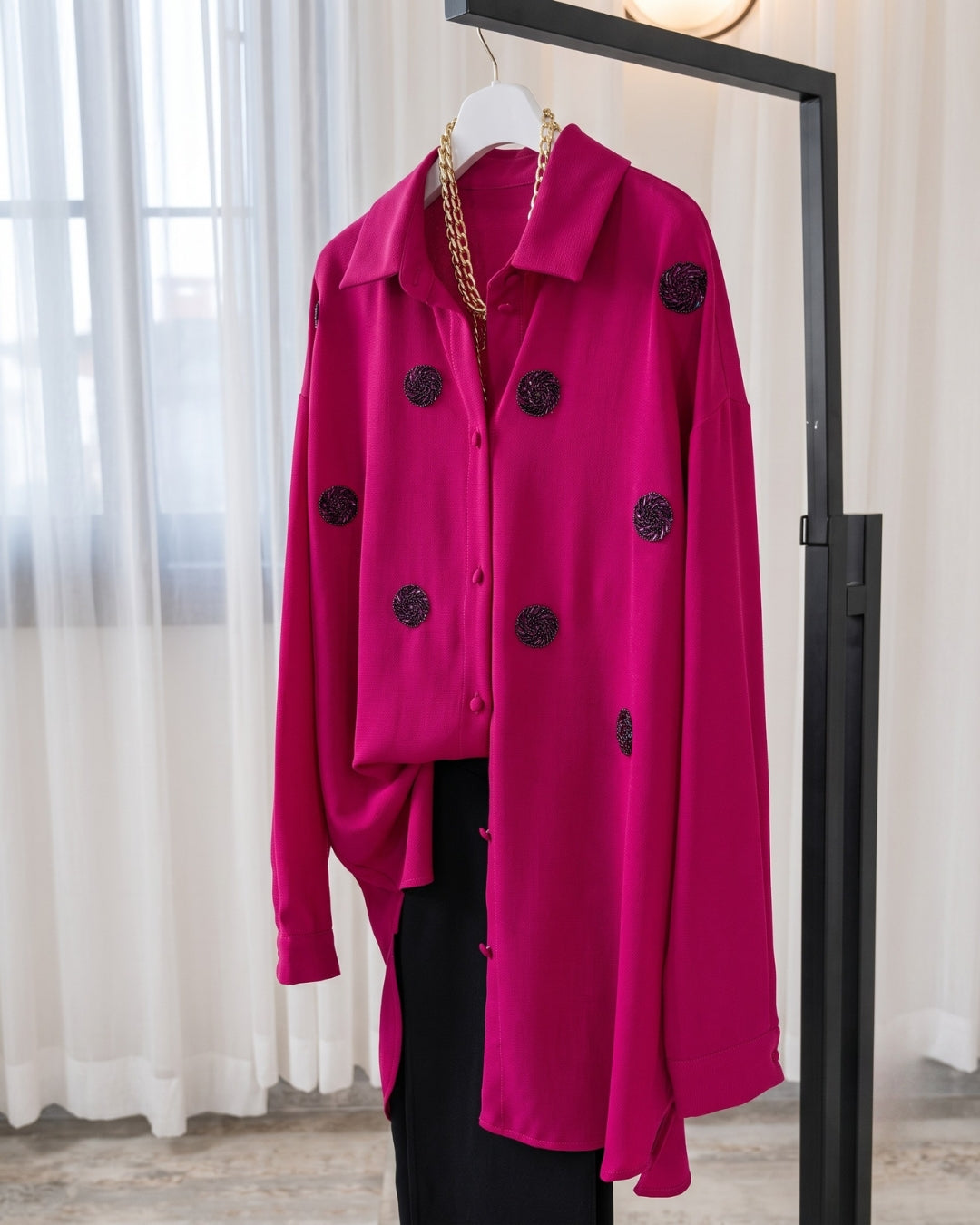 Kiyana - Premium Pink Fuchsia Shirt Pant Co-Ord Set