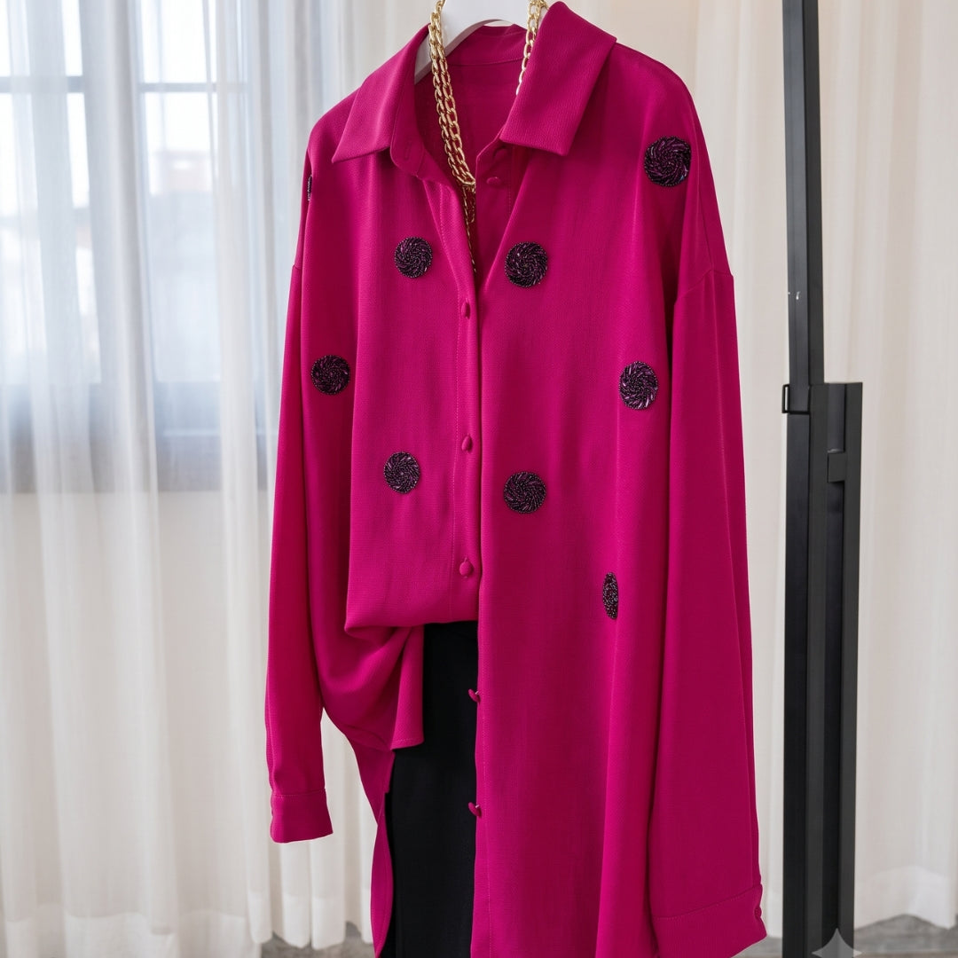 Kiyana - Premium Pink Fuchsia Shirt Pant Co-Ord Set