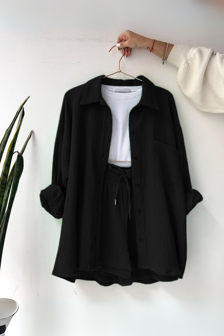 Midnight Charm - Women’s Cotton Two-Piece Set