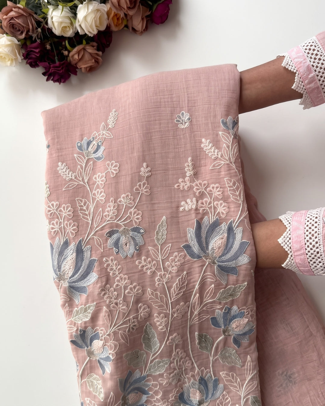 Zyrelle - Dusty Rose Embroidered Unstiched Kurta Set