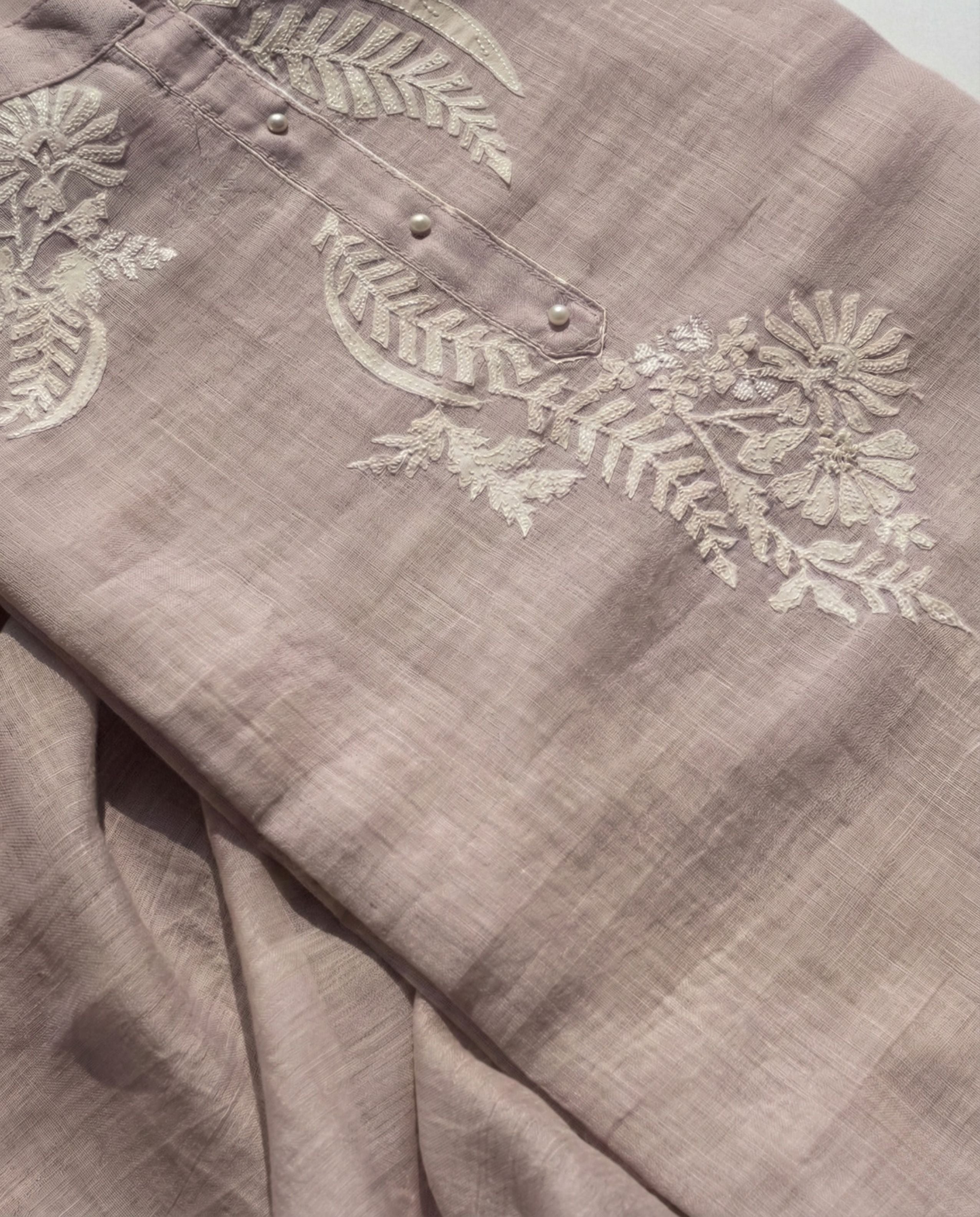 Reeva - Pure Mul Cotton Soft Pink Embroidered Unstitched Suit Set