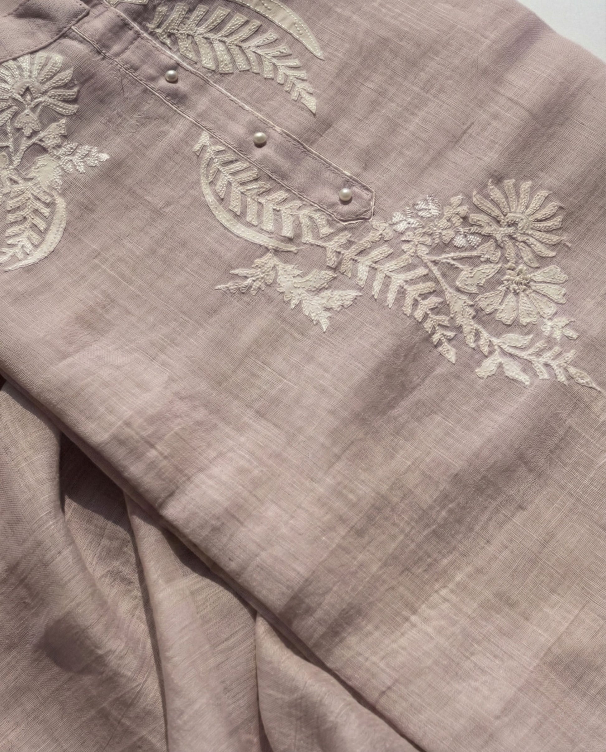 Reeva - Pure Mul Cotton Soft Pink Embroidered Unstitched Suit Set