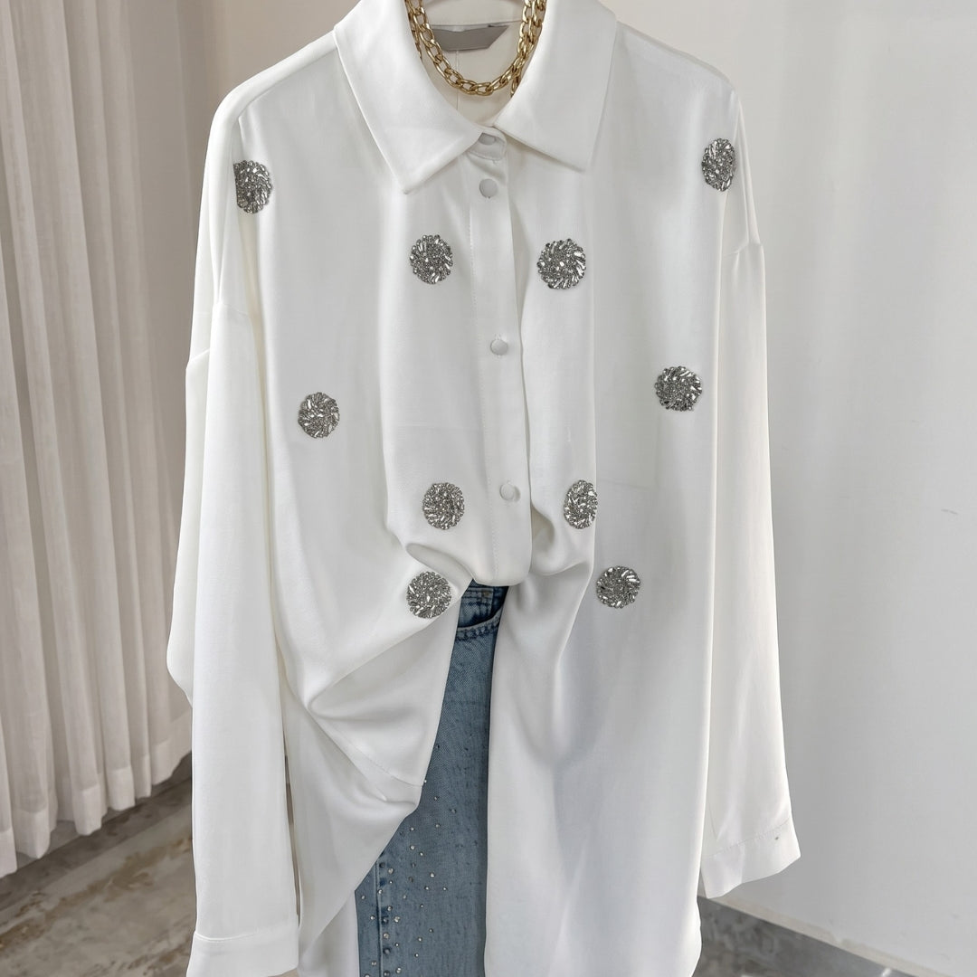 Kiyana - Premium White Fuchsia Shirt Pant Co-Ord Set