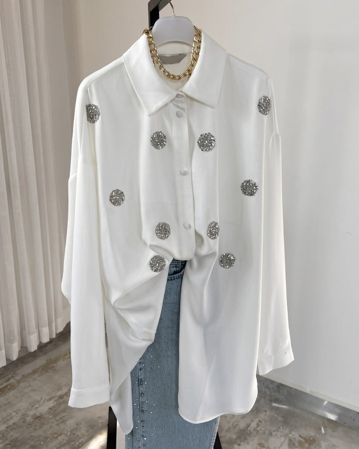 Kiyana - Premium White Fuchsia Shirt Pant Co-Ord Set