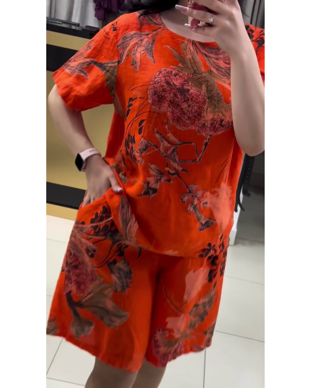 Keya Bold Bloom – Orange Cotton Co-ord Set with Floral Print