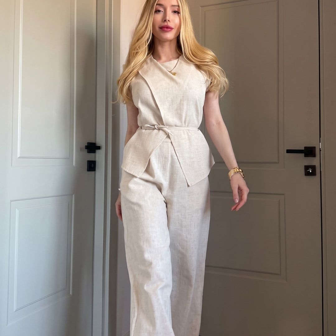 Lureva - Premium Sleeveless Linen Co-Ord Set