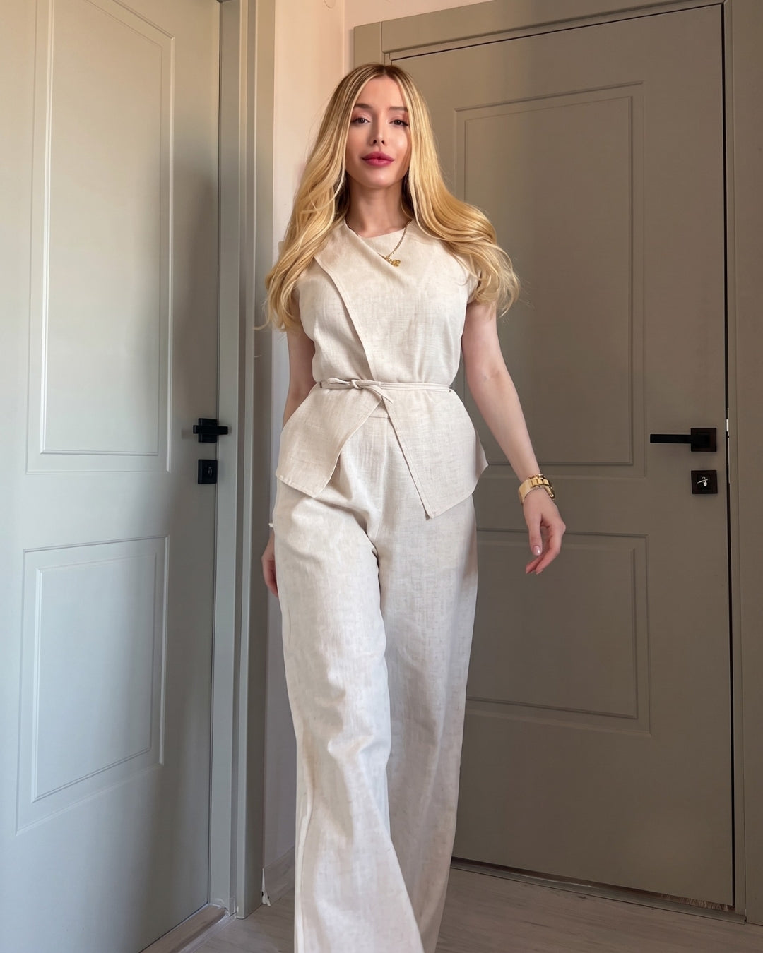 Lureva - Premium Sleeveless Linen Co-Ord Set