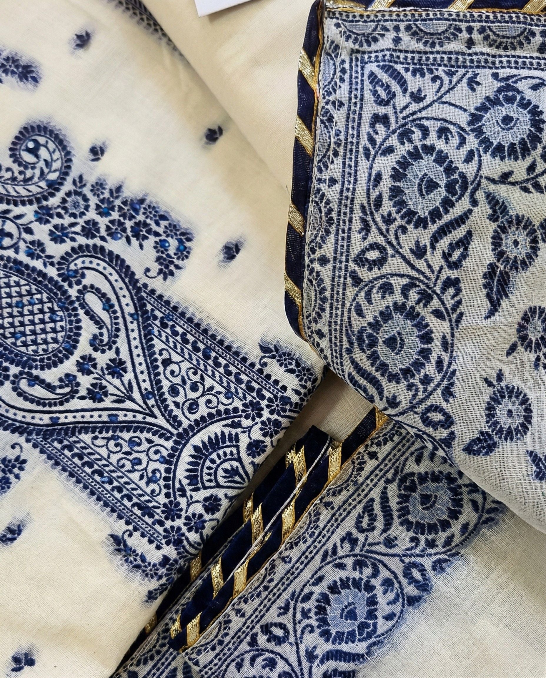 Indory Cotton Jacquard Zari Unstitched Suit Set