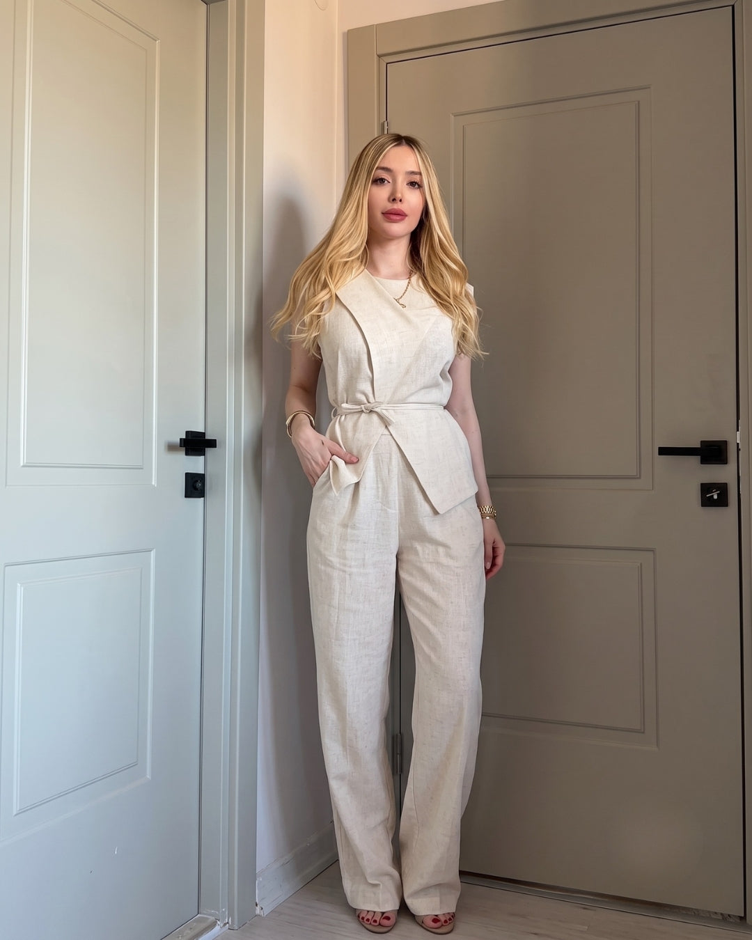 Lureva - Premium Sleeveless Linen Co-Ord Set