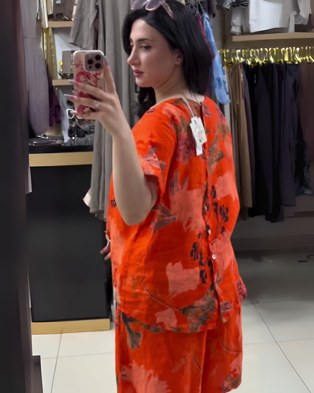 Keya Bold Bloom – Orange Cotton Co-ord Set with Floral Print