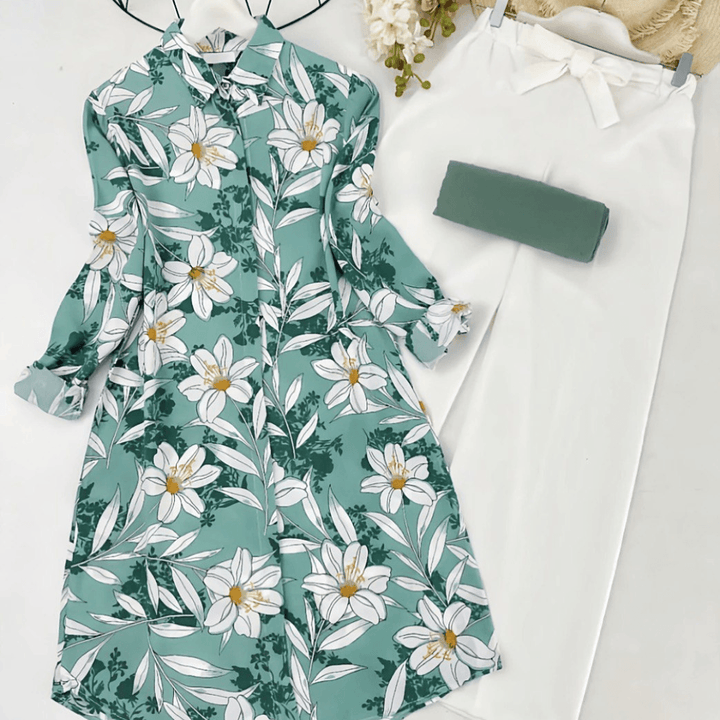 Floral Green Longline