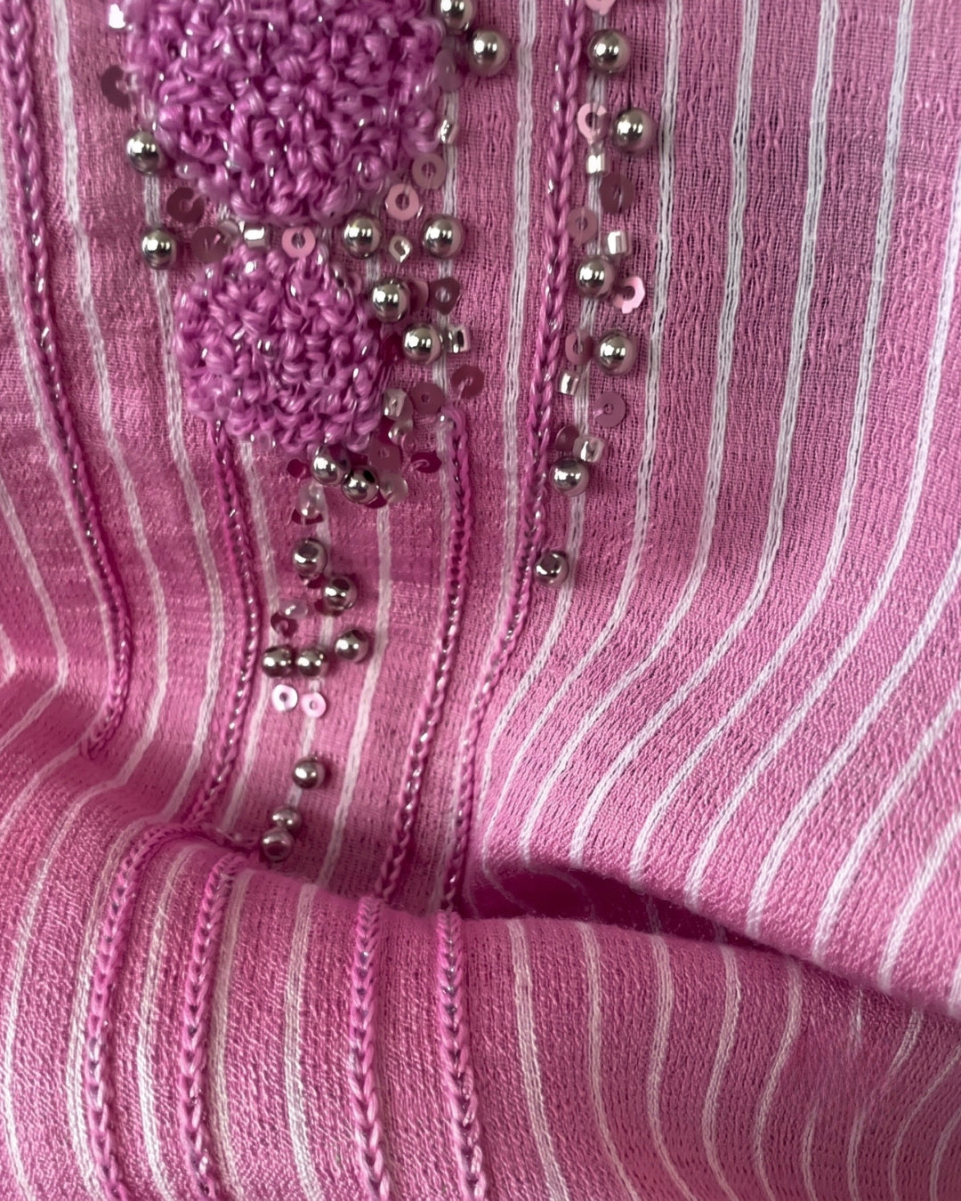 Amaira - Pink Embellished Striped Shirt Wide Leg Co-Ord