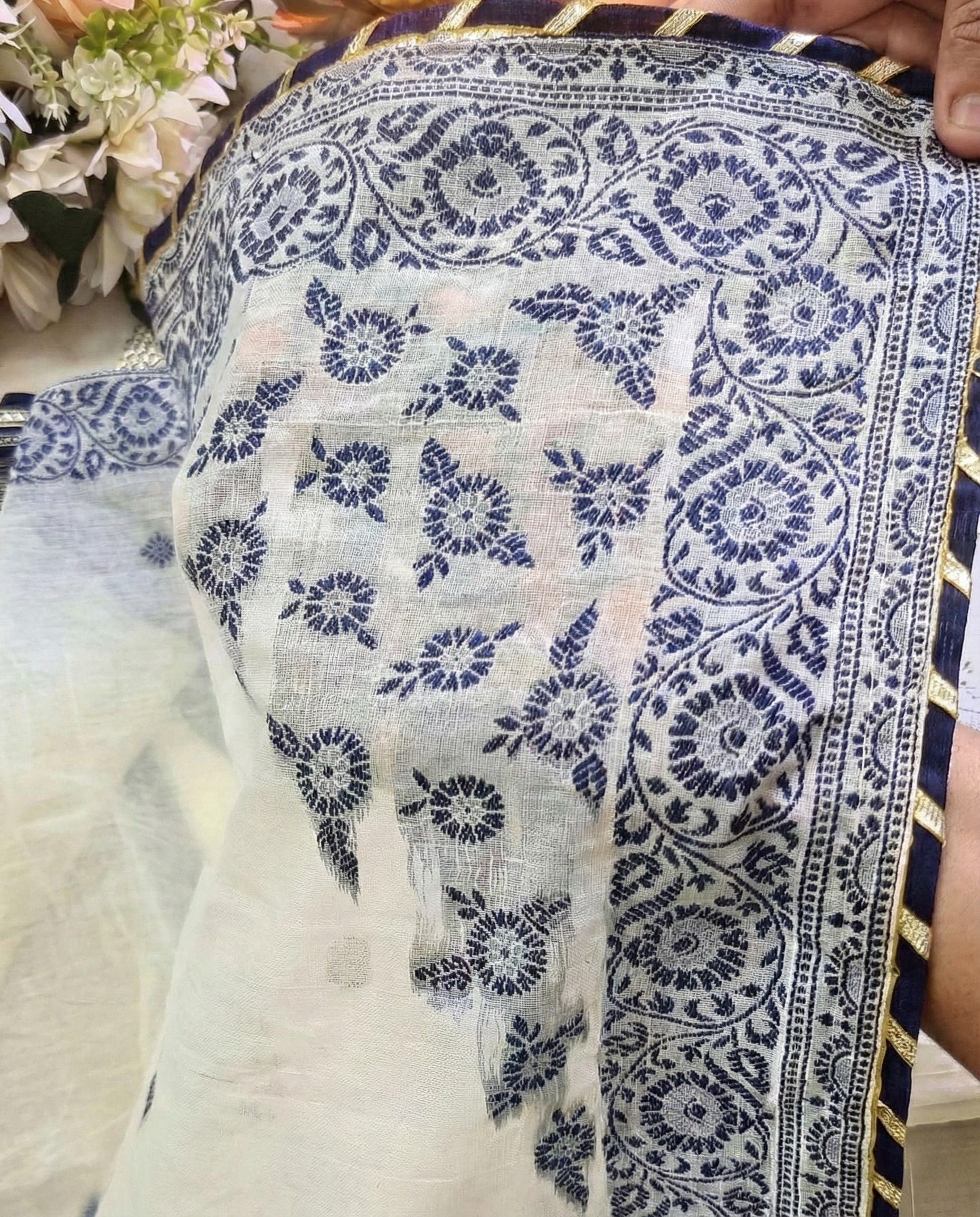 Indory Cotton Jacquard Zari Unstitched Suit Set