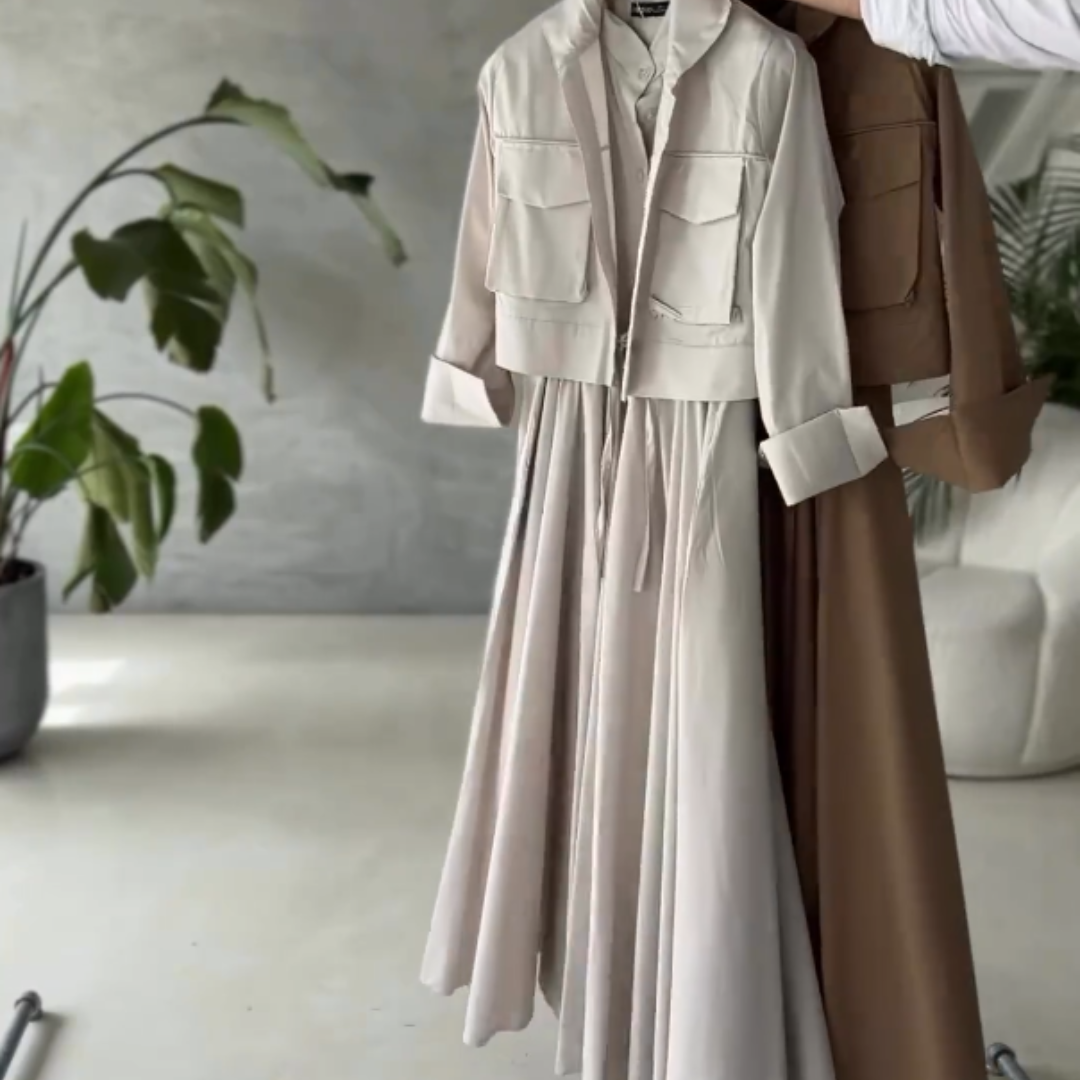 Harper - Utility Chic Maxi Set (Beige)