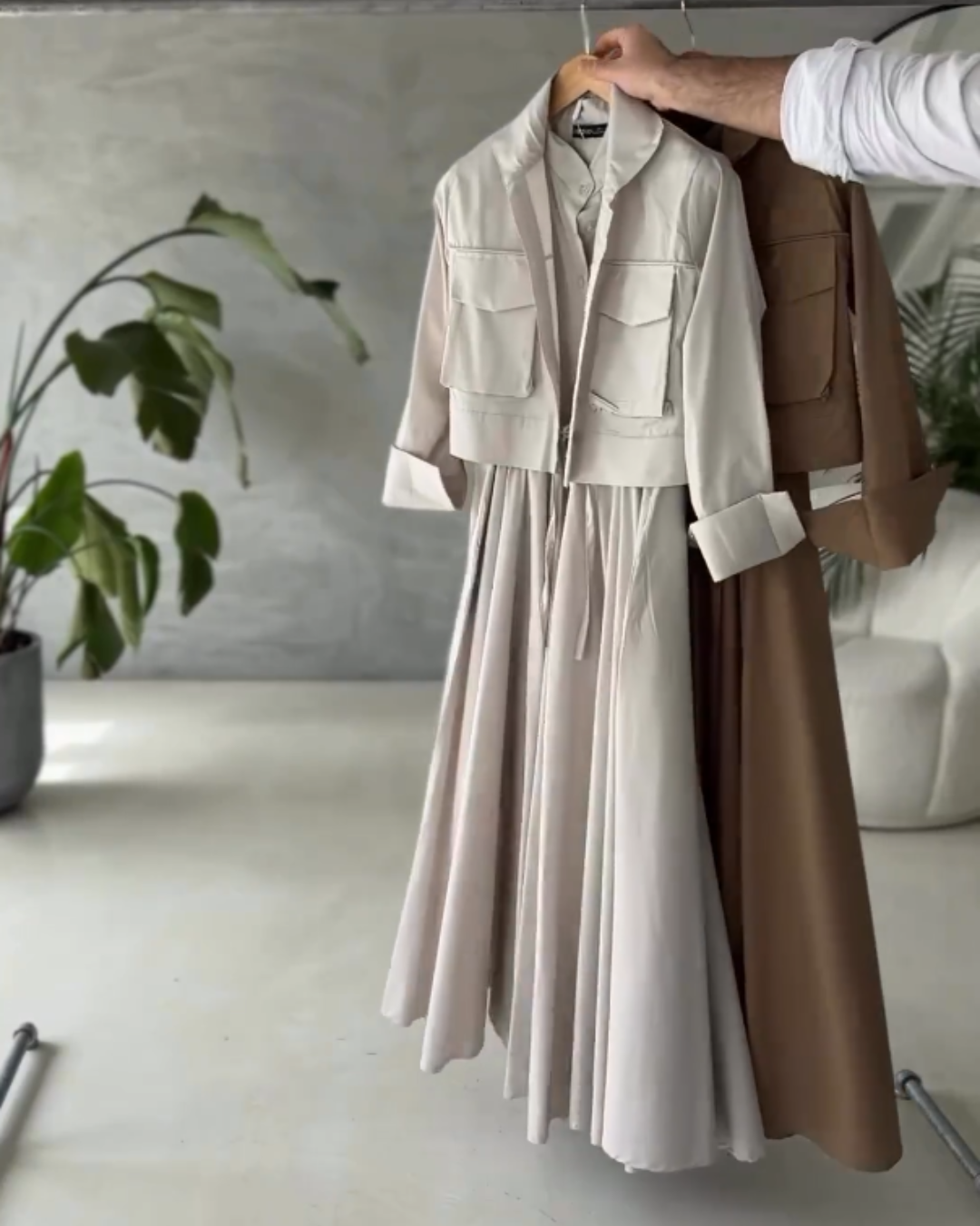 Harper - Utility Chic Maxi Set (Beige)