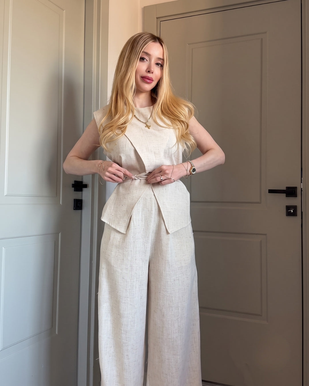 Lureva - Premium Sleeveless Linen Co-Ord Set