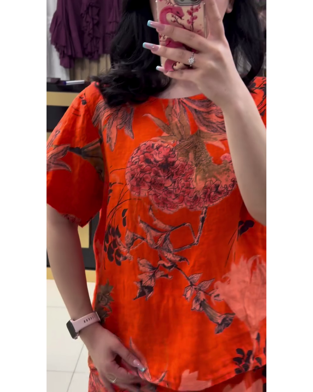 Keya Bold Bloom – Orange Cotton Co-ord Set with Floral Print