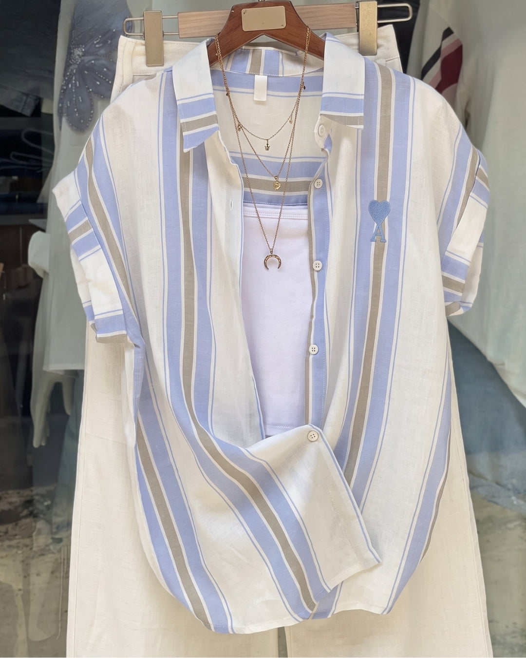 Kriva - Blue Stripe Summer Shirt Co-ord Set