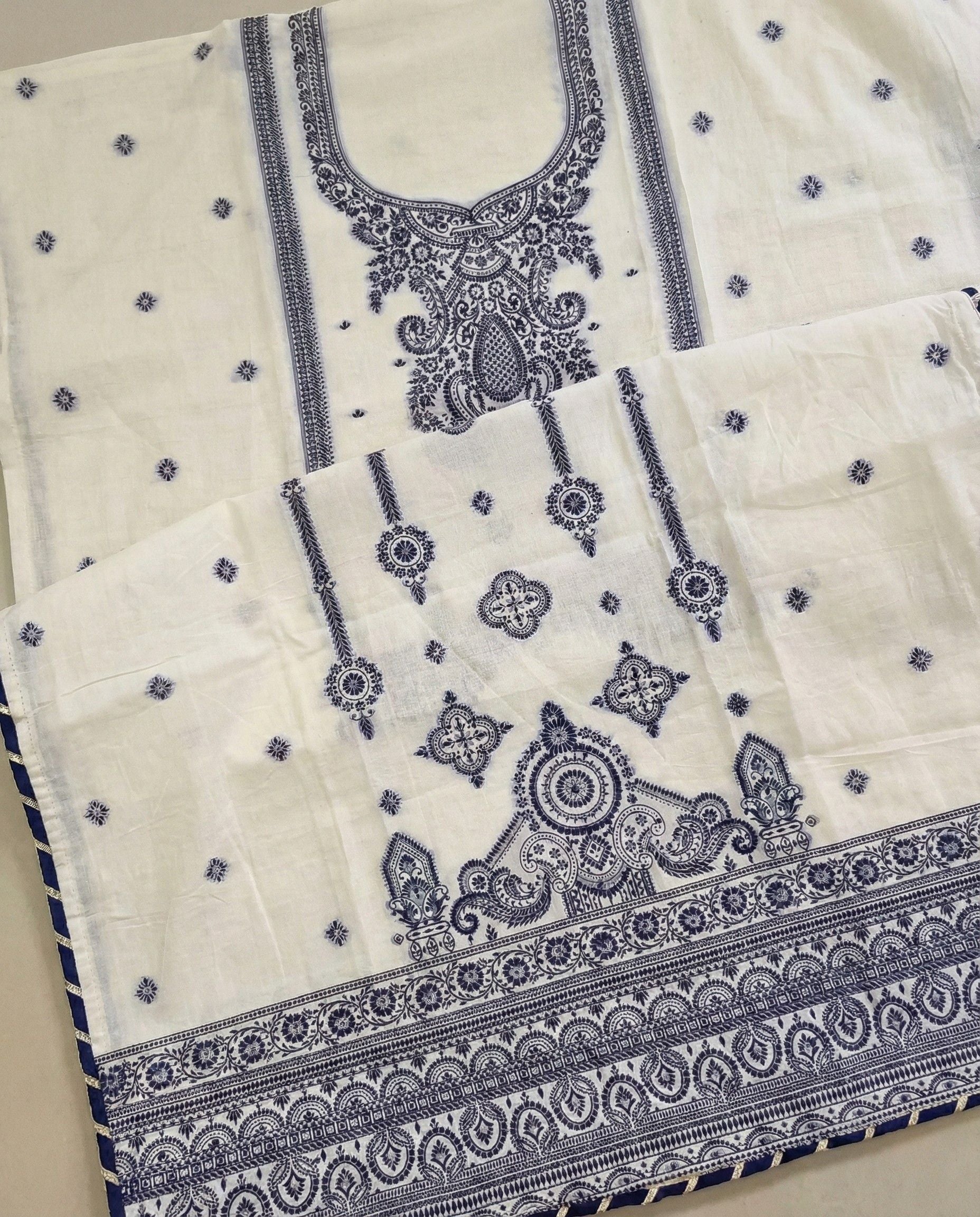 Indory Cotton Jacquard Zari Unstitched Suit Set