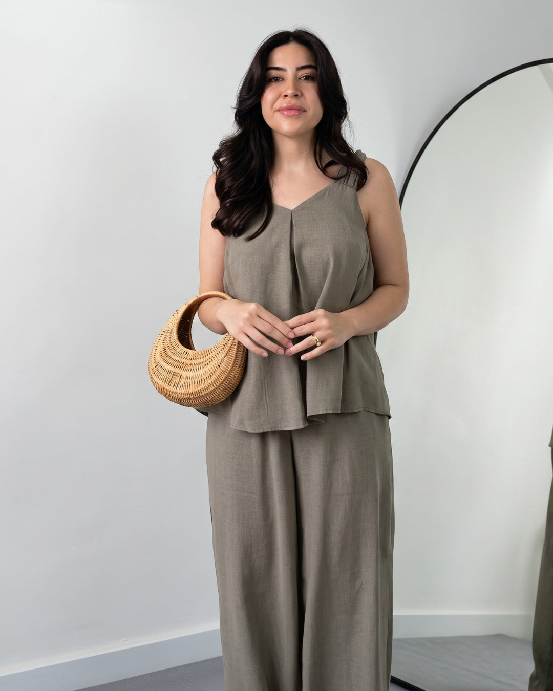 Nyra -Dark Green Linen Lounge Co-Ord Set