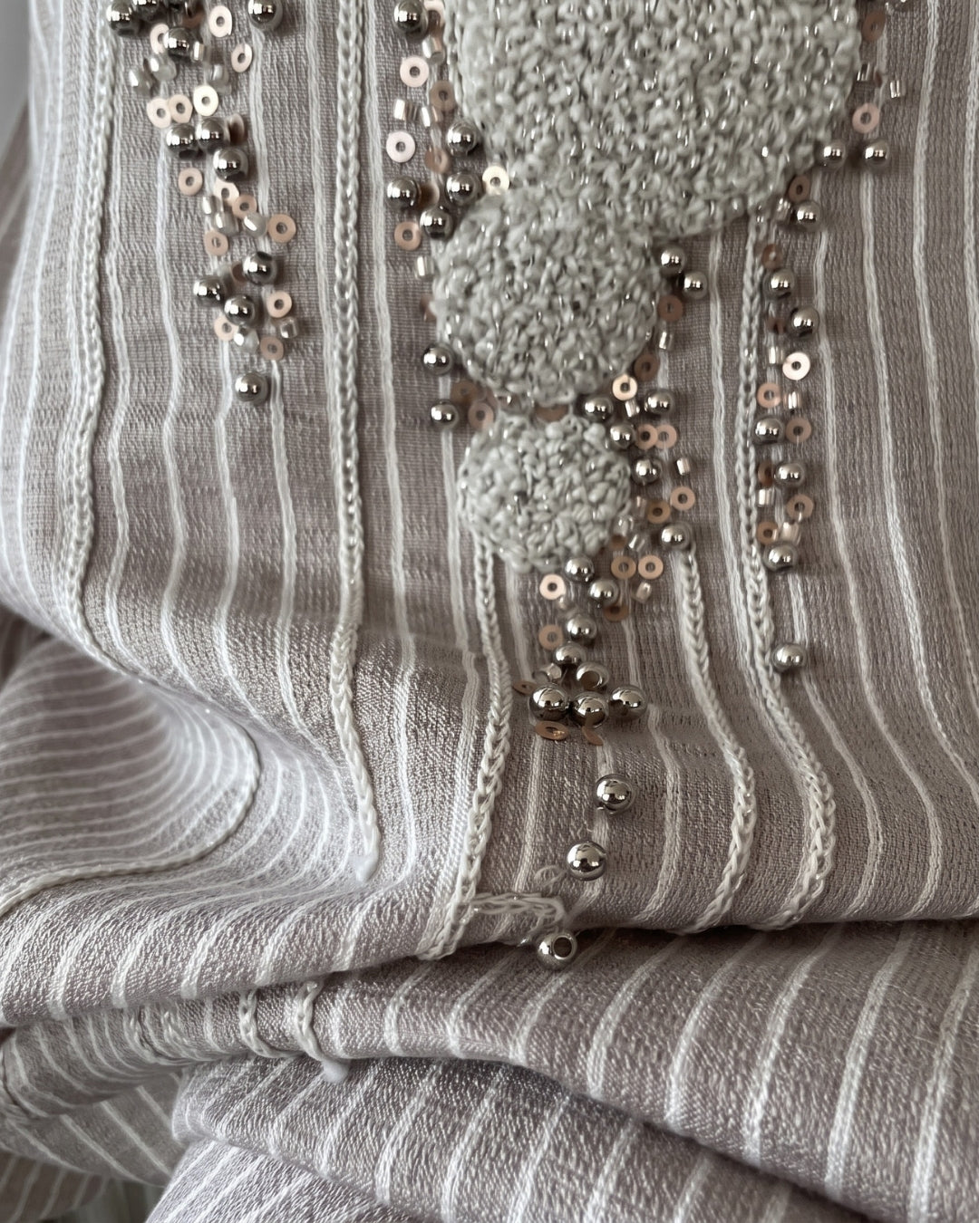 Amaira - Grey Embellished Striped Shirt Wide Leg Co-Ord